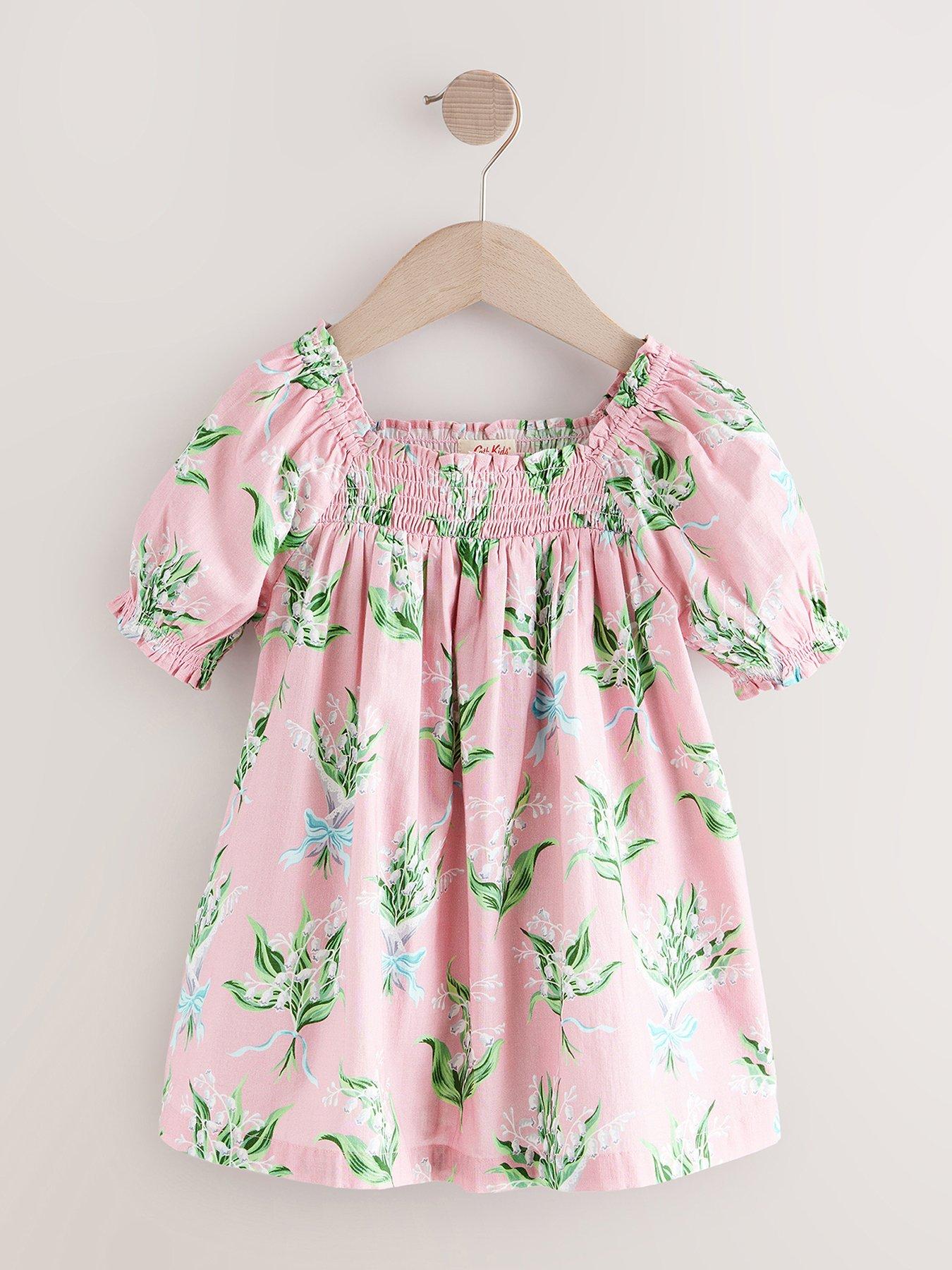 cath-kidston-cath-kidston-pink-floral-print-puff-sleeve-cotton-dress