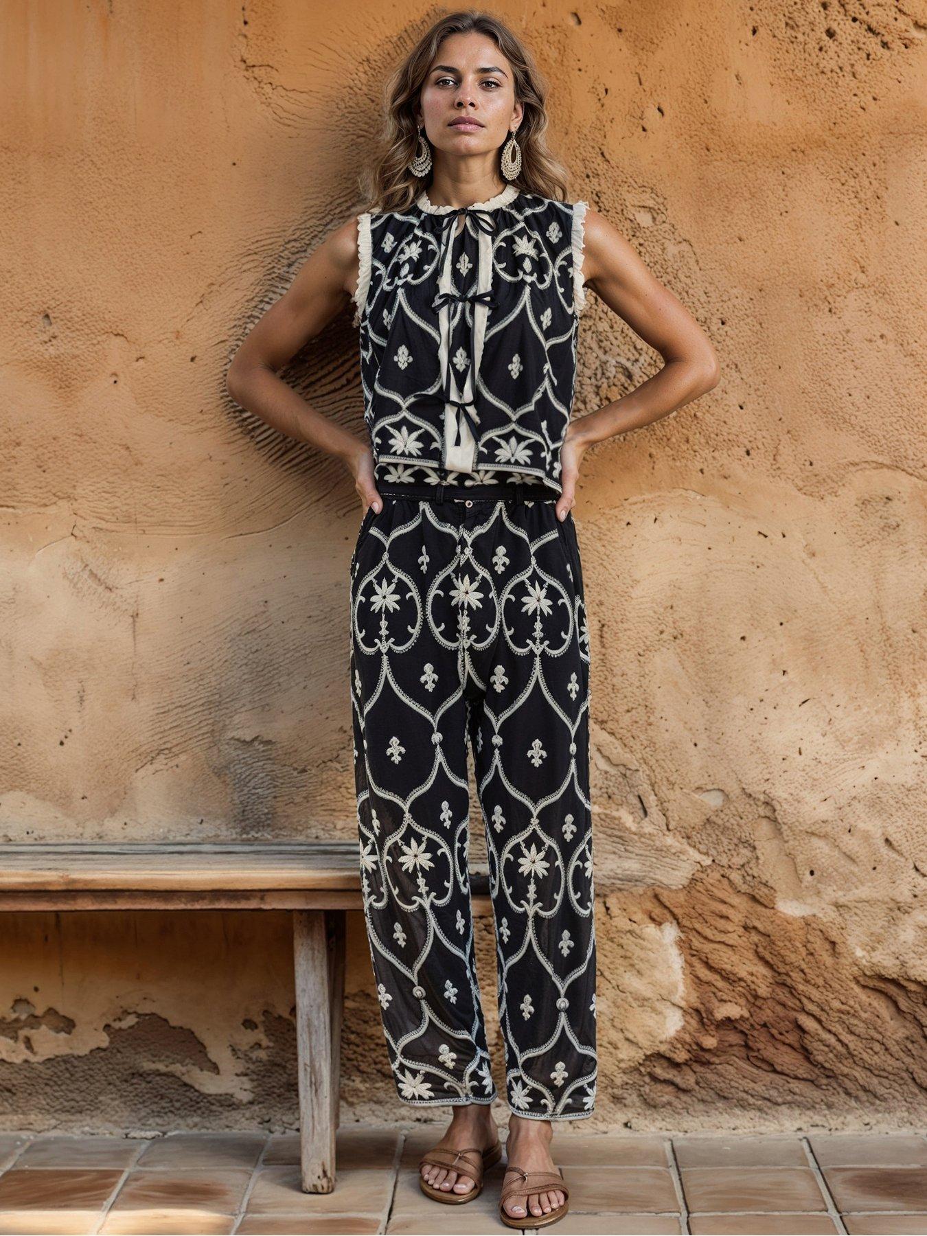 undefined Canny Tie Front Sleeveless Shirt - Multi