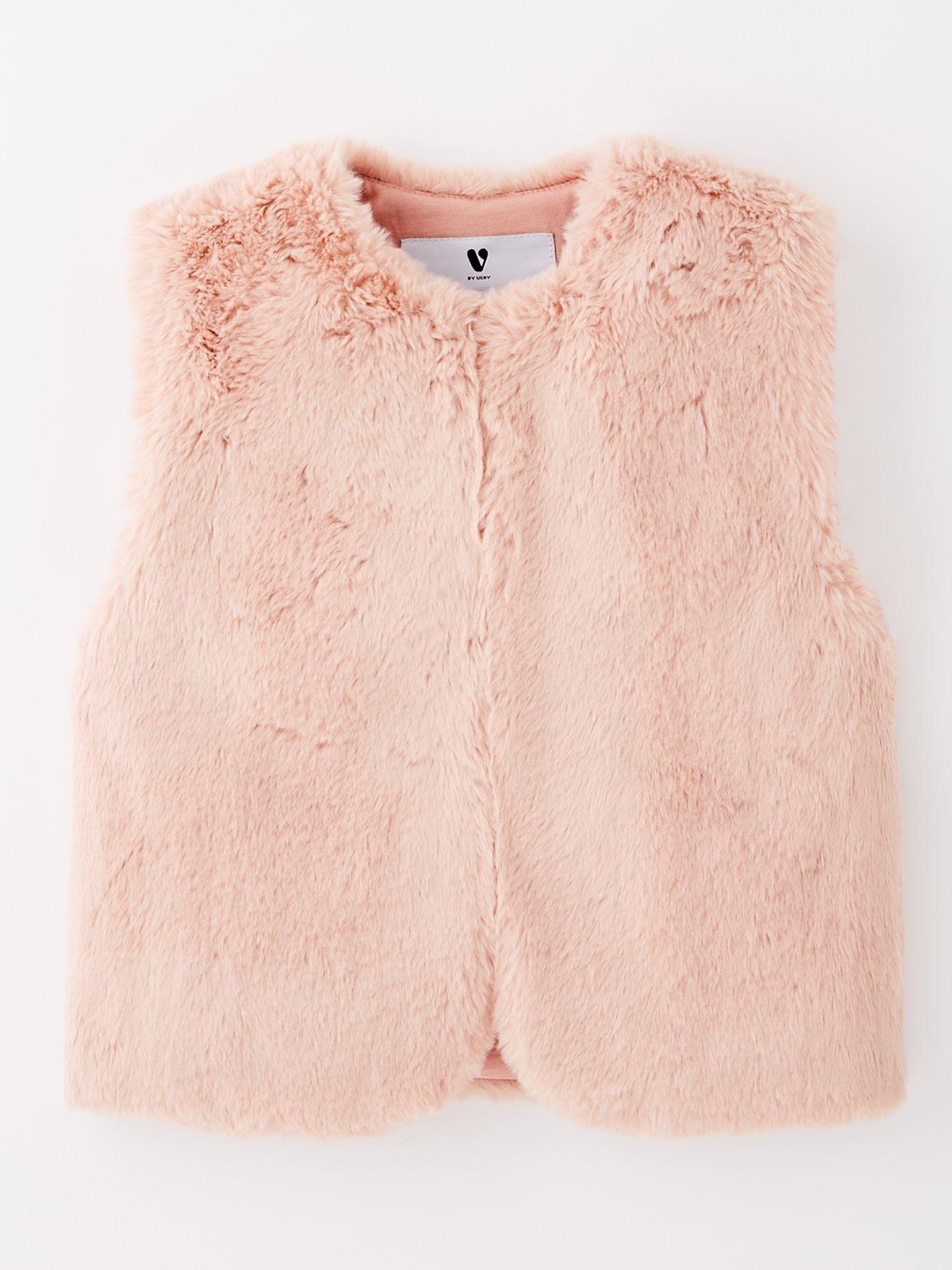 V by Very Girls Faux Fur Gilet - Pink