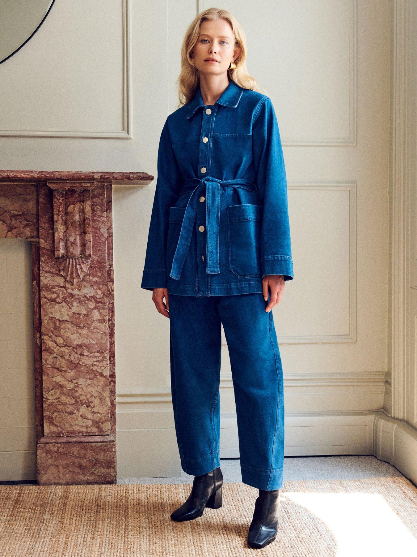 Image of Vivere Macy Denim Longline Belted Jacket - Blue