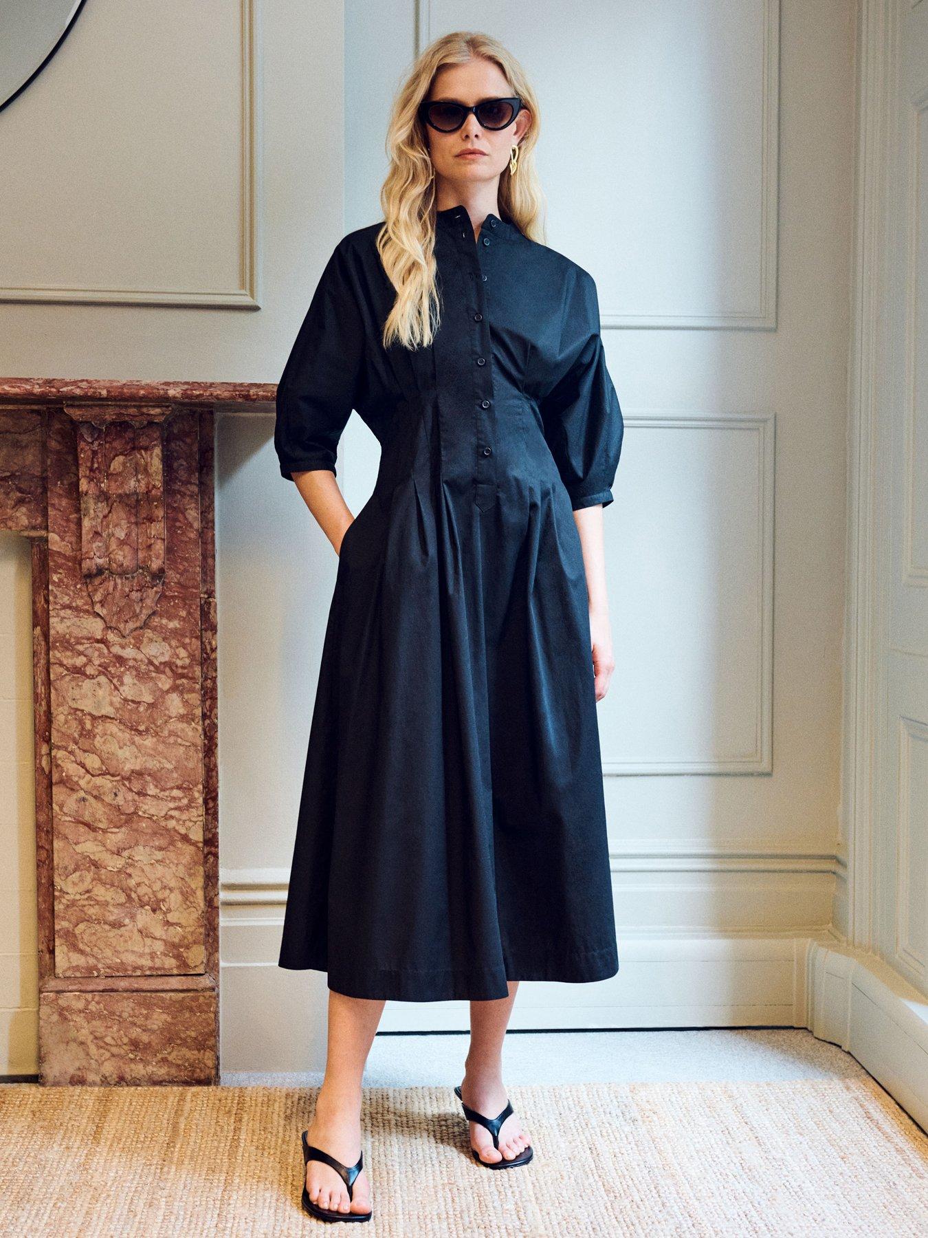 Vi.ve.re Nova Waisted Poplin Dress - Black