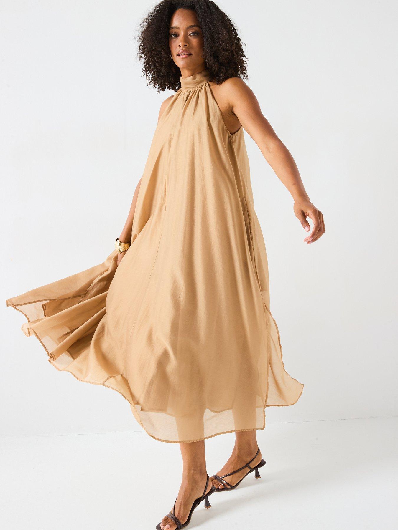 sage green halter neck bridesmaid dresses Sage Green Halter Ankle Length Bridesmaid Dress – FancyVestido main image 0