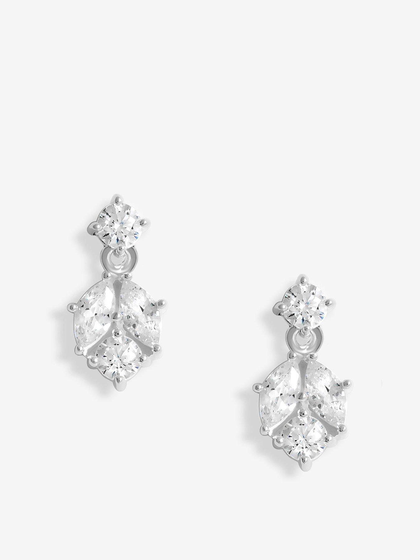 Simply Silver Simply Silver Sterling Silver 925 Cubic Zirconia Round Drop Stud Earrings