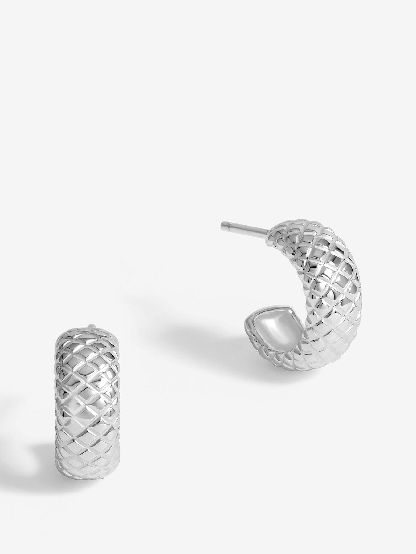Simply Silver Simply Silver Sterling Silver 925 Polsihed Snake Textured Hoop Earrings