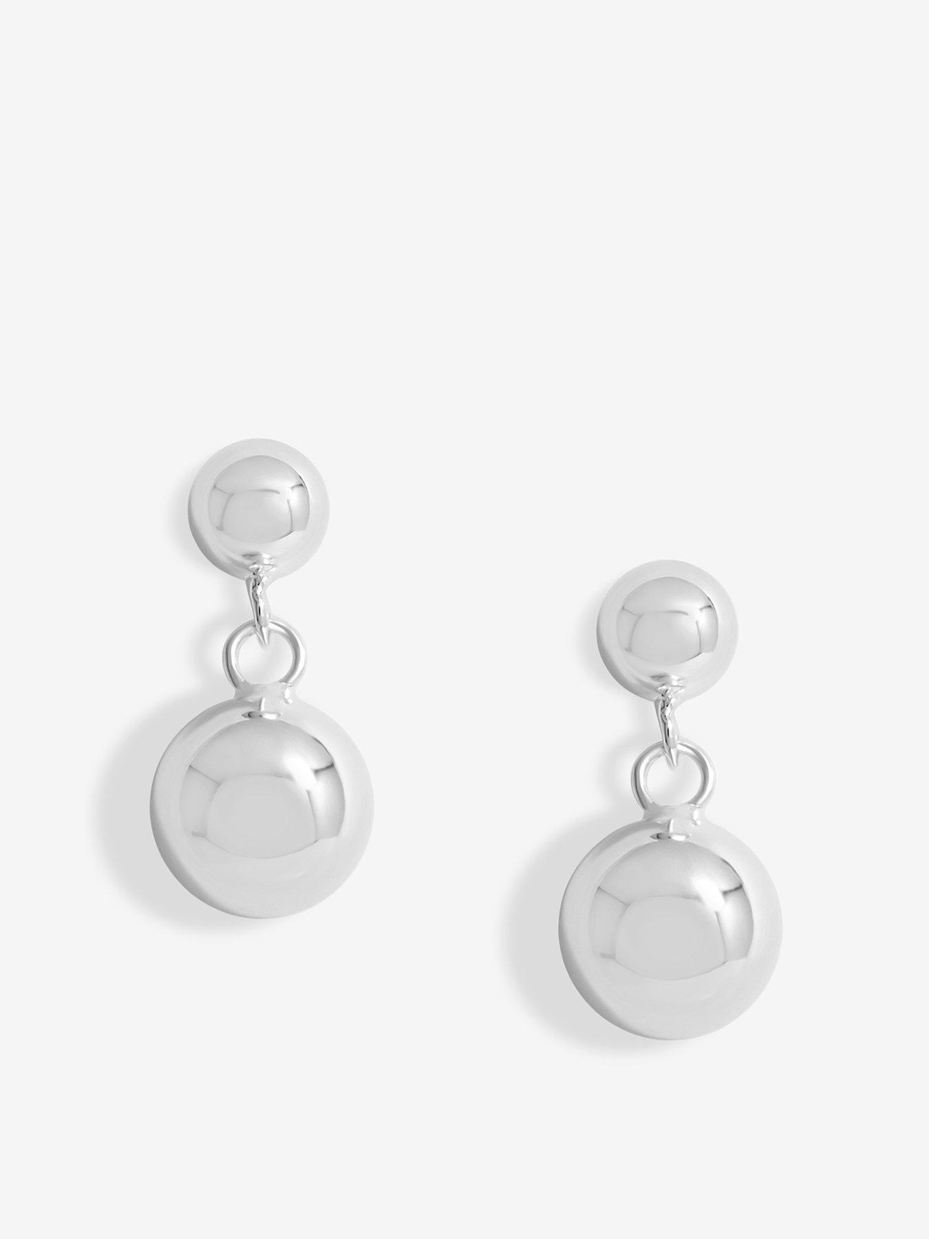 Simply Silver Simply Silver Sterling Silver 925 Polished Orb Double Drop Stud Earrings