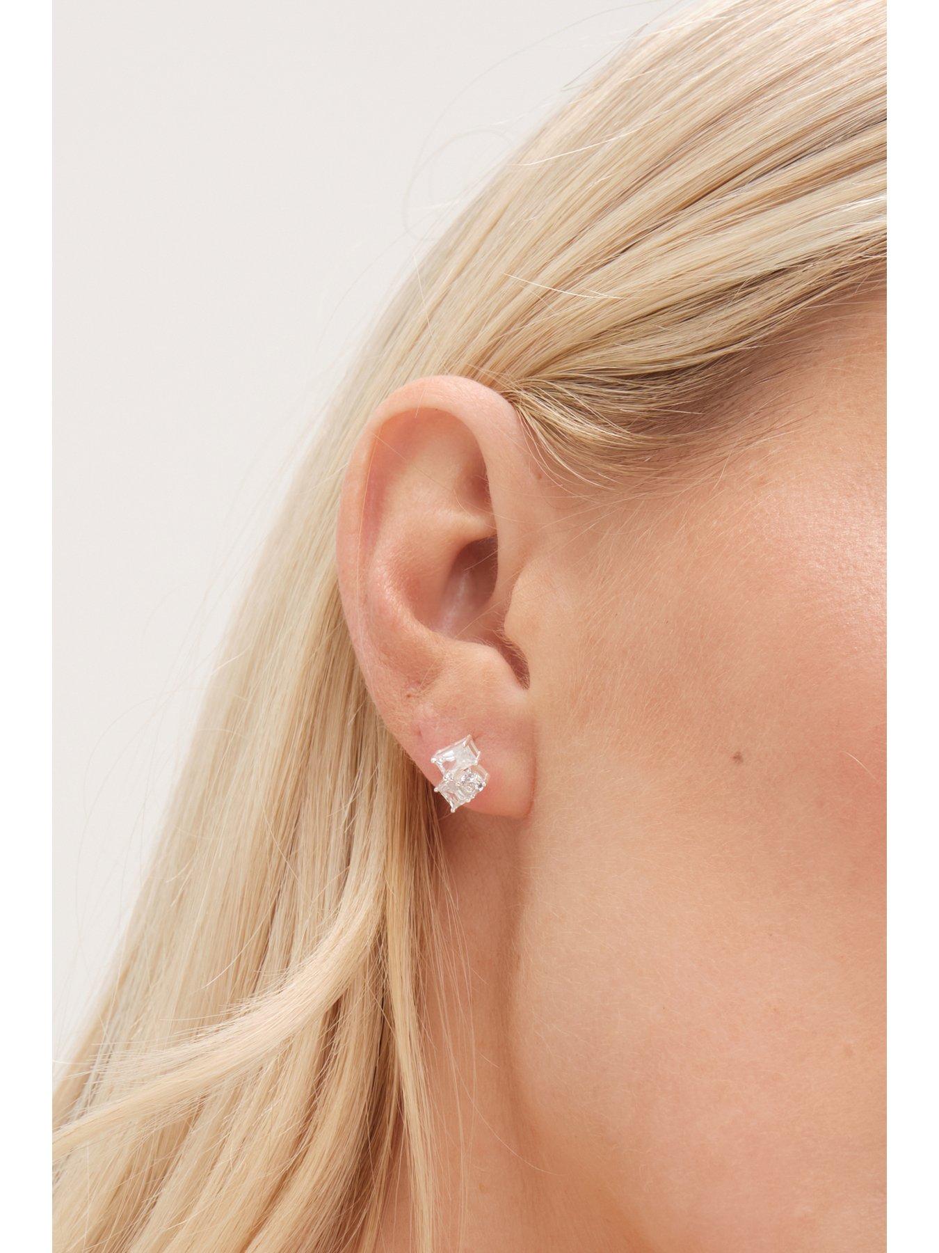 Image 2 of 4 of Simply Silver Simply Silver Sterling Silver 925 Cubic Zirconia Scattered Stone Stud Earrings