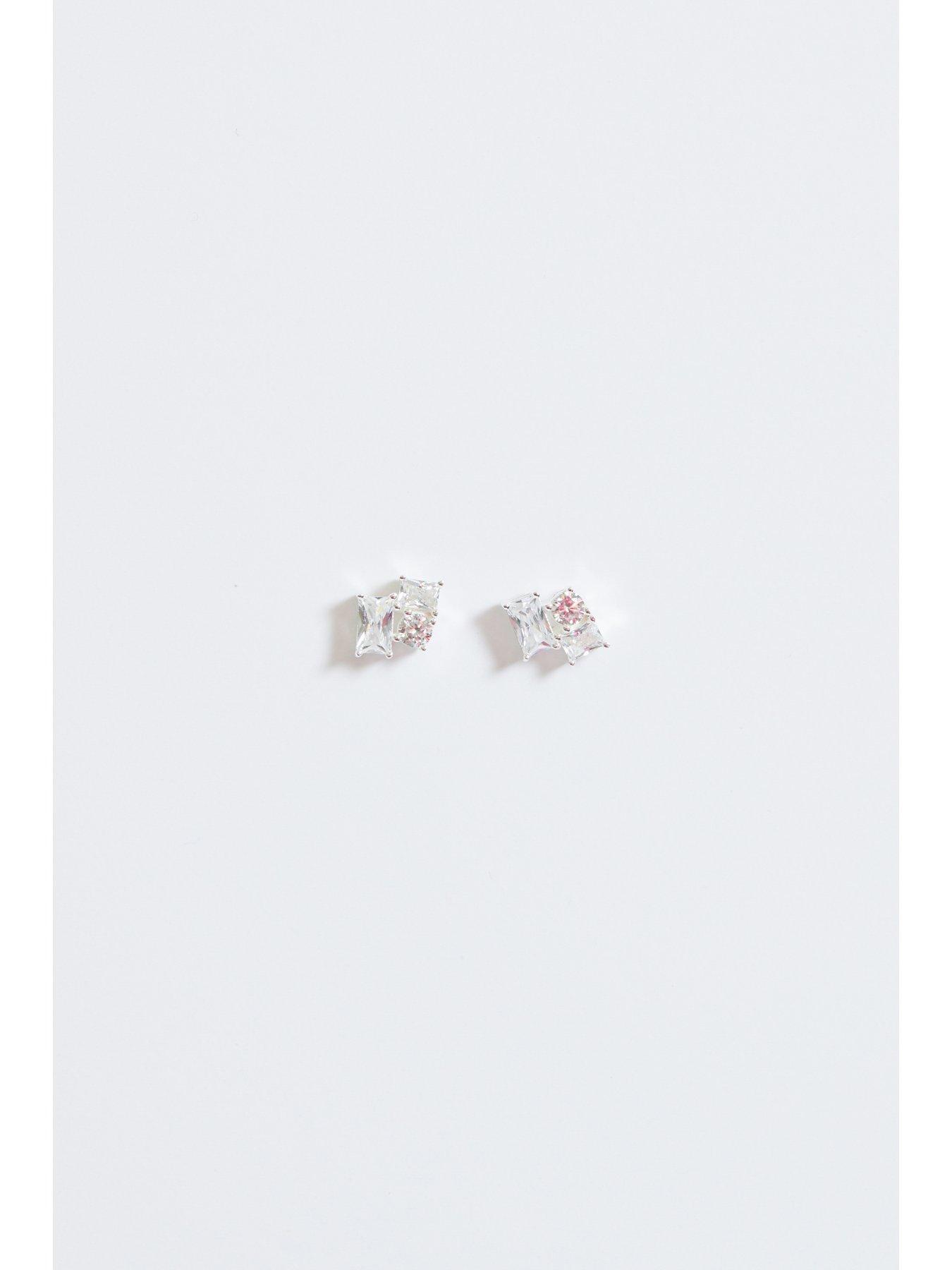 Image 4 of 4 of Simply Silver Simply Silver Sterling Silver 925 Cubic Zirconia Scattered Stone Stud Earrings