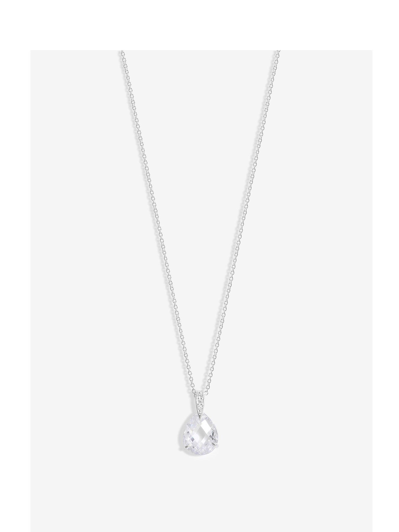 undefined Simply Silver Sterling Silver 925 Cubic Zirconia Faceted Drop Pendant