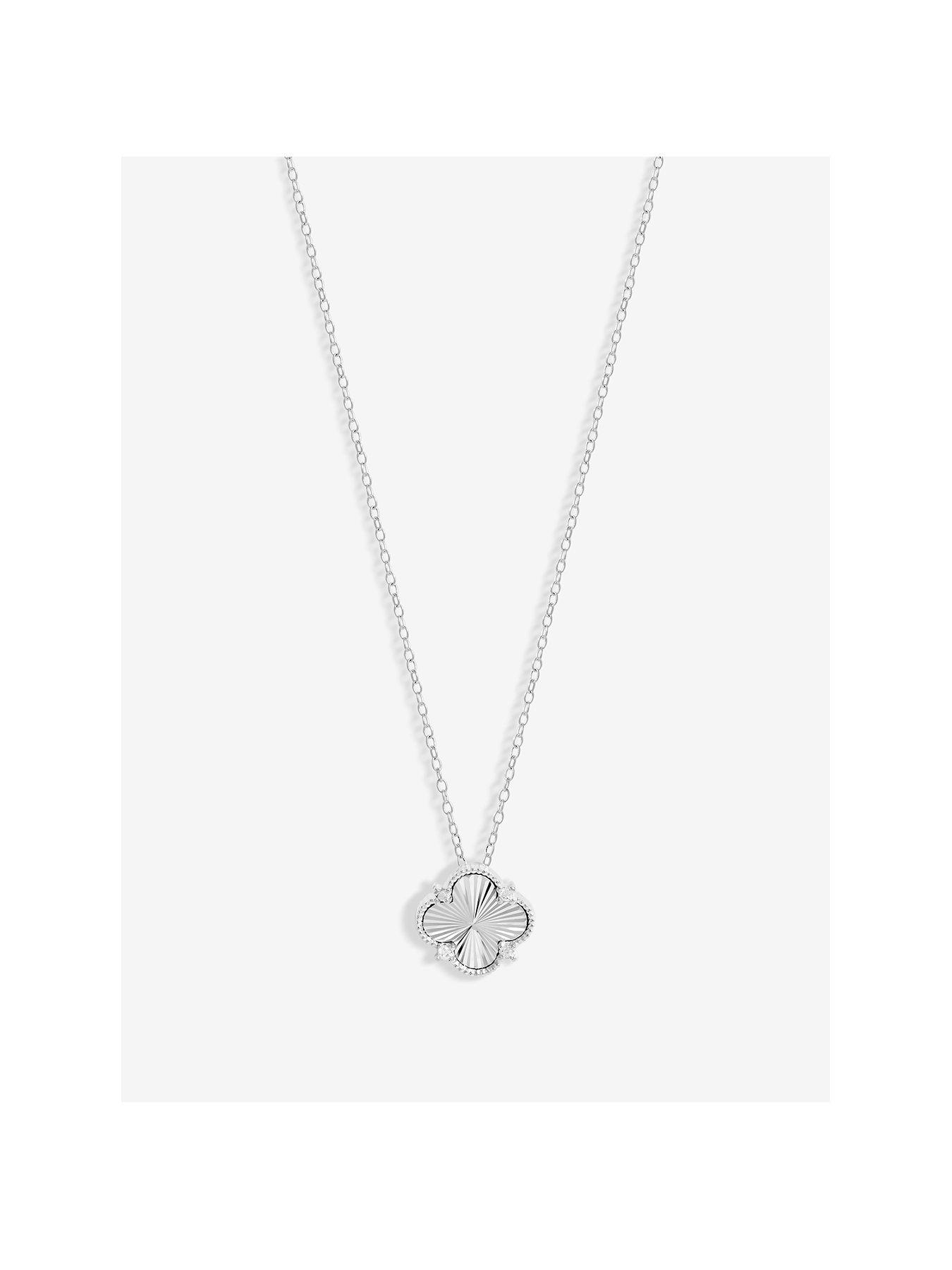 undefined Simply Silver Sterling Silver 925 Cubic Zirconia Diamond Cut Clover Pendant