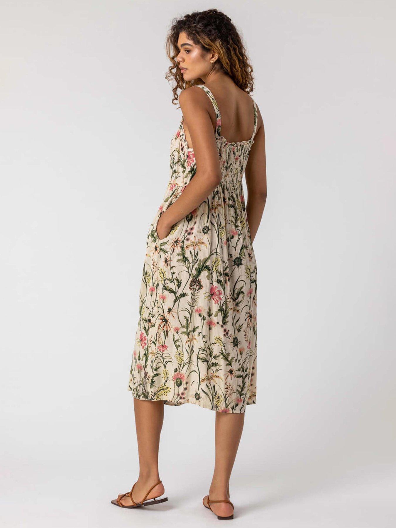 Image 2 of 5 of Roman Floral Print Button Down Sun Dress