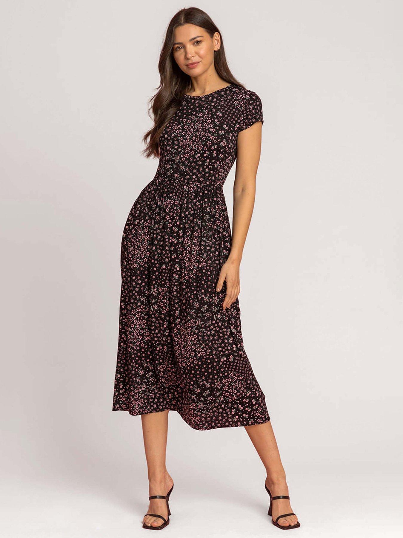 Roman Patchwork Floral Stretch Jersey Dress