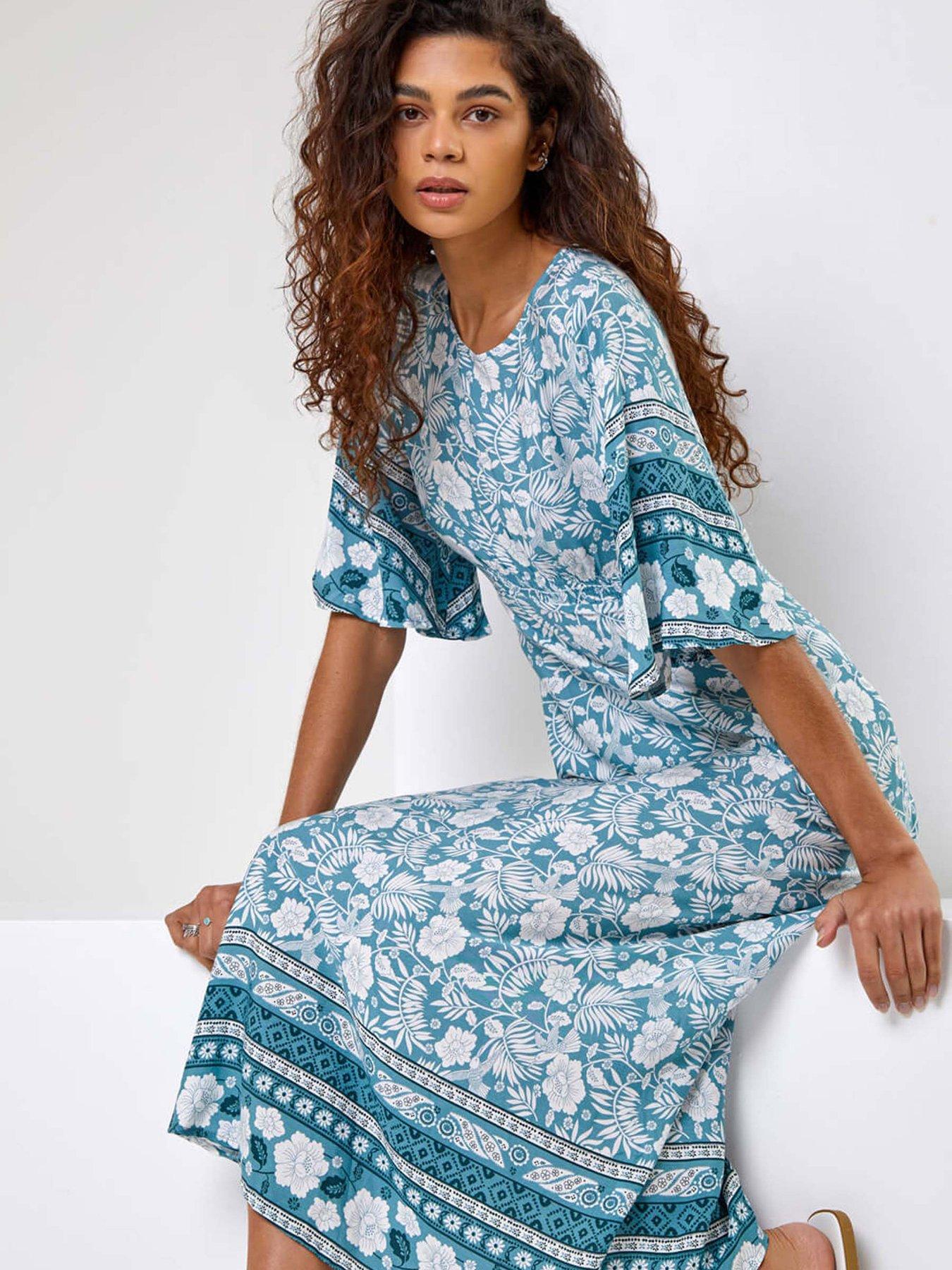 roman-floral-border-print-midi-dressoutfit