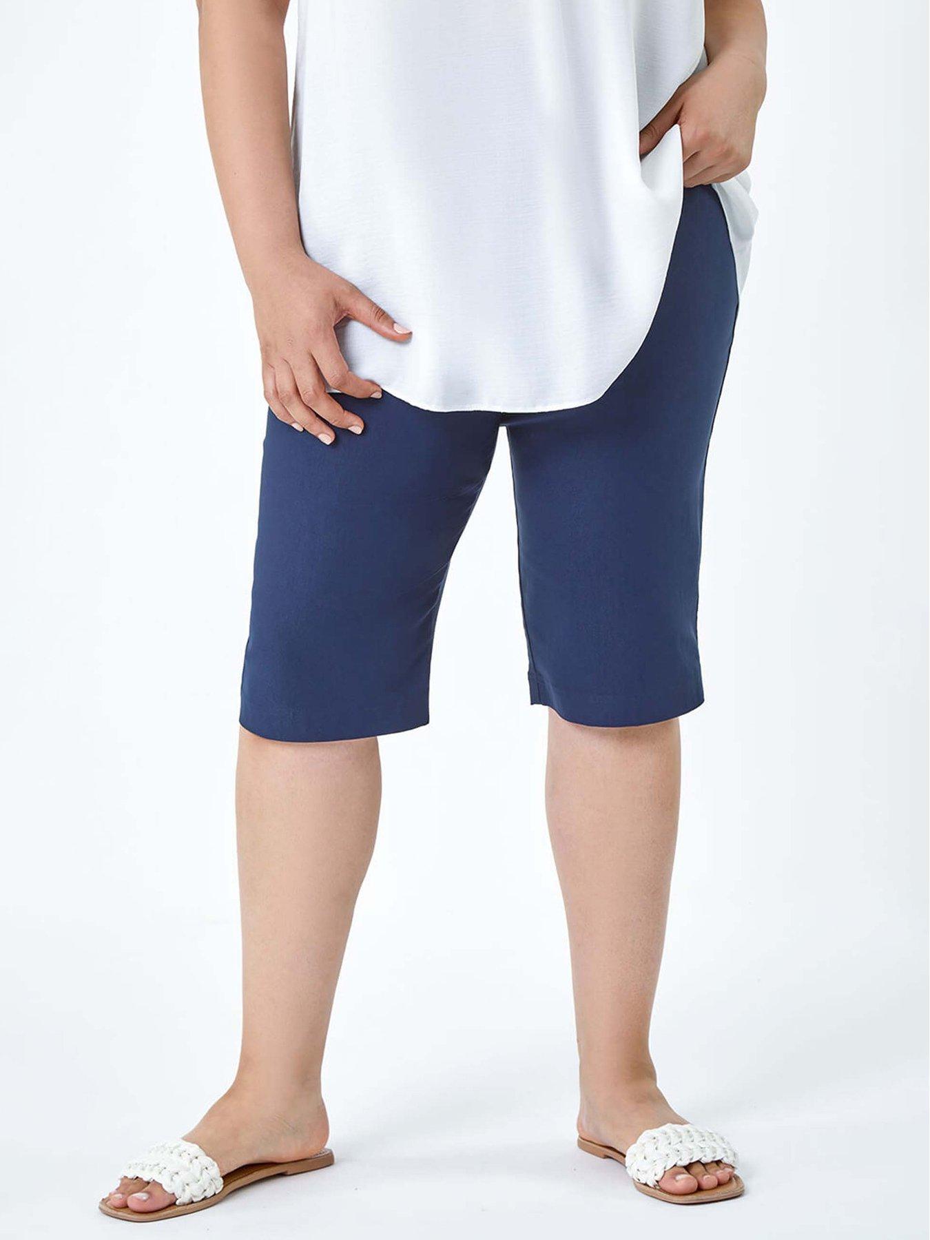 roman-curve-knee-length-stretch-shorts-navyfront