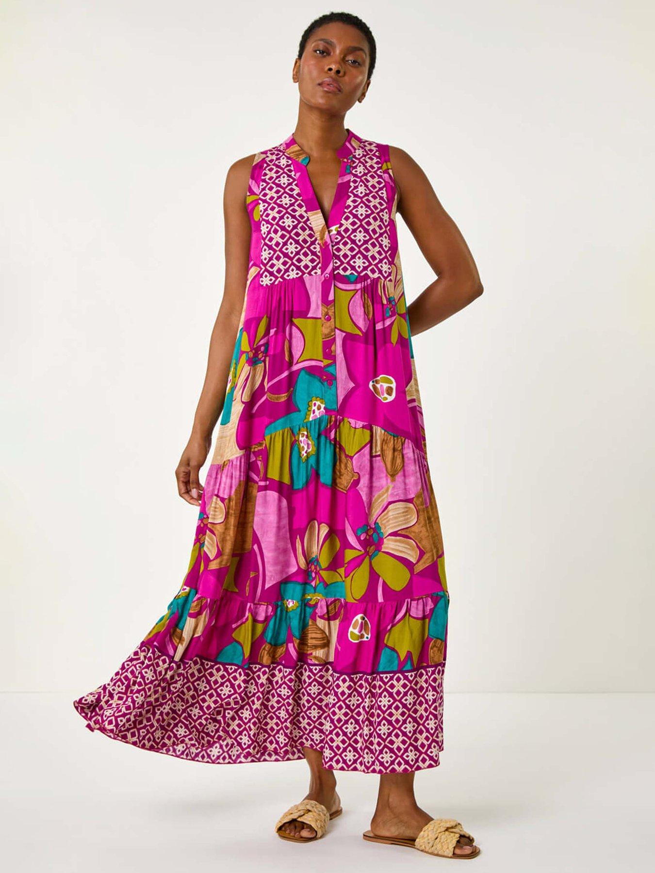 roman-boho-floral-print-smock-maxi-dressfront