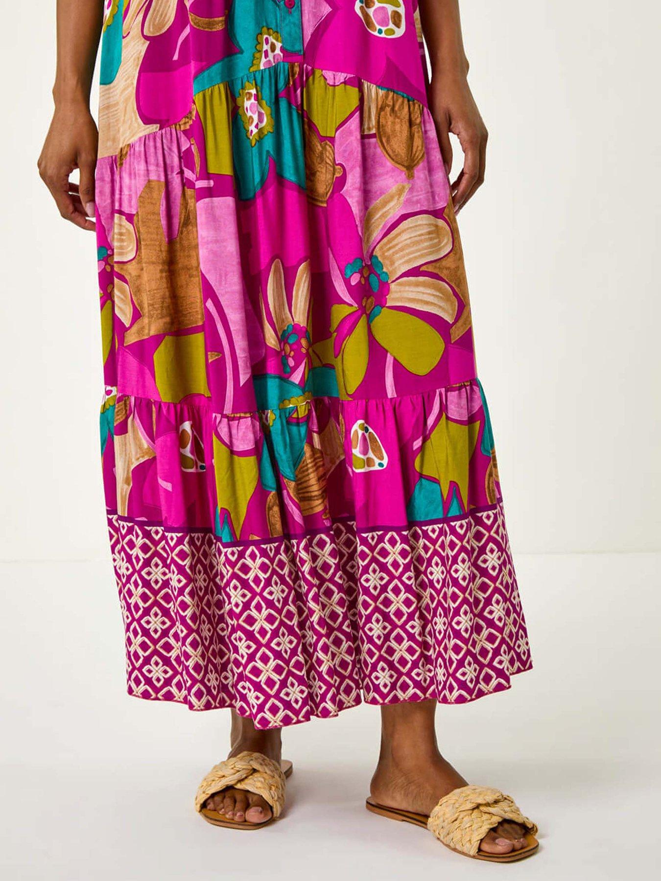 roman-boho-floral-print-smock-maxi-dressdetail