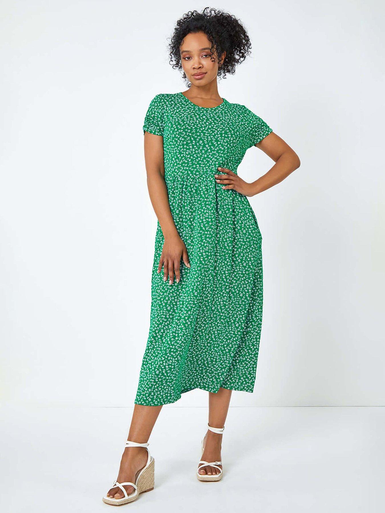 Dresses | Petite | Midi (Knee) | Swing Dresses | Casual | Green | 16 |  Women | Very