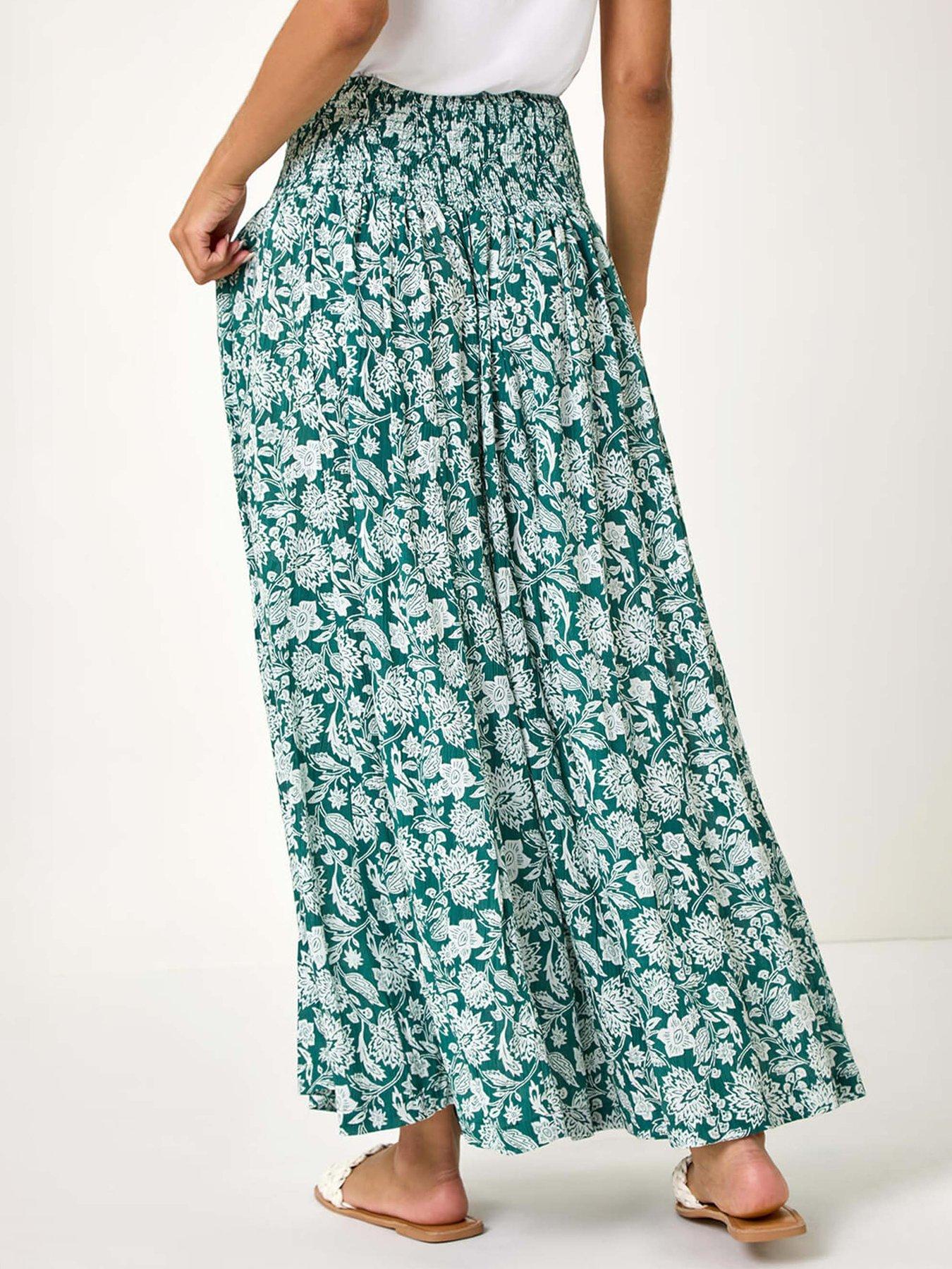 roman-floral-leaf-shirred-palazzo-stretch-trouserstillFront