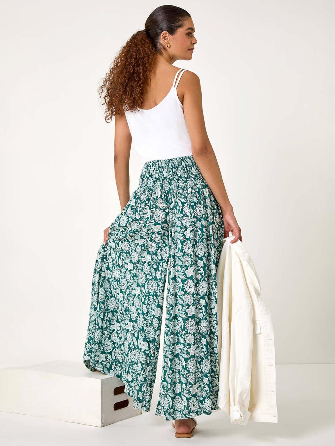 roman-floral-leaf-shirred-palazzo-stretch-trouseroutfit