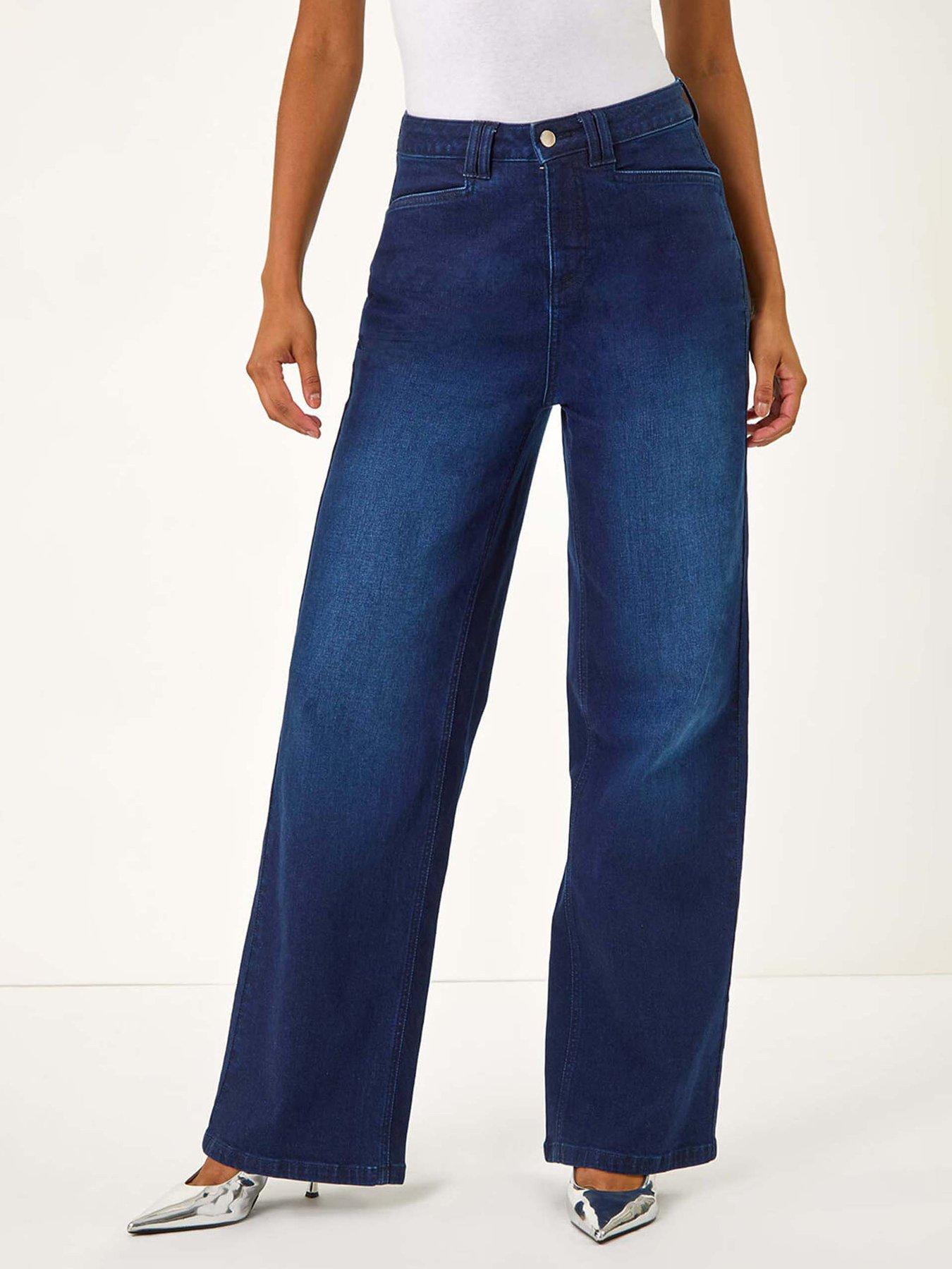 Roman Denim Stretch Wide Leg Jeans