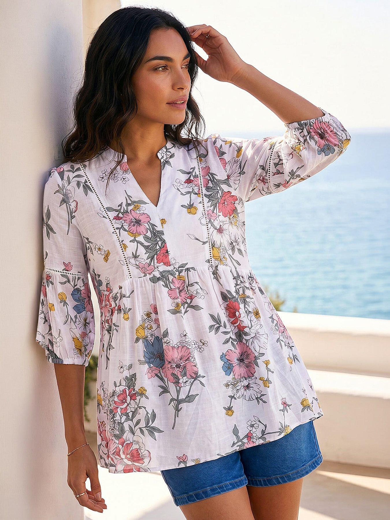 roman-floral-print-notch-neck-tunic-top