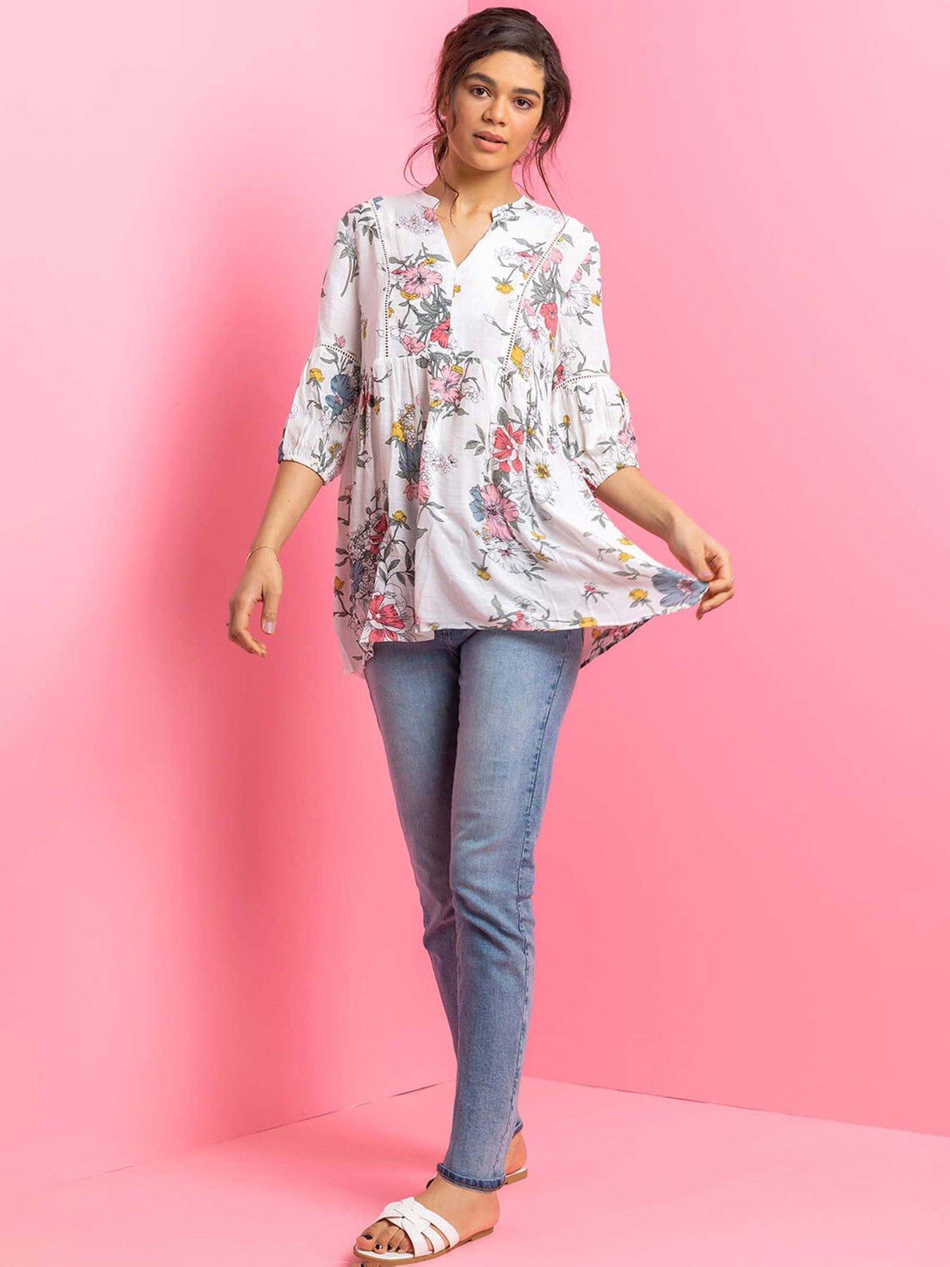 roman-floral-print-notch-neck-tunic-topback