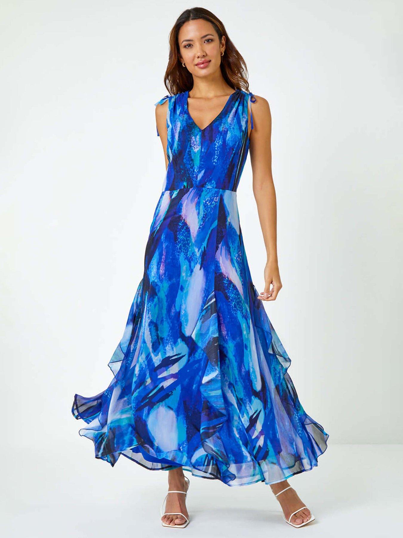 Roman Sleeveless Abstract Print Maxi Dress