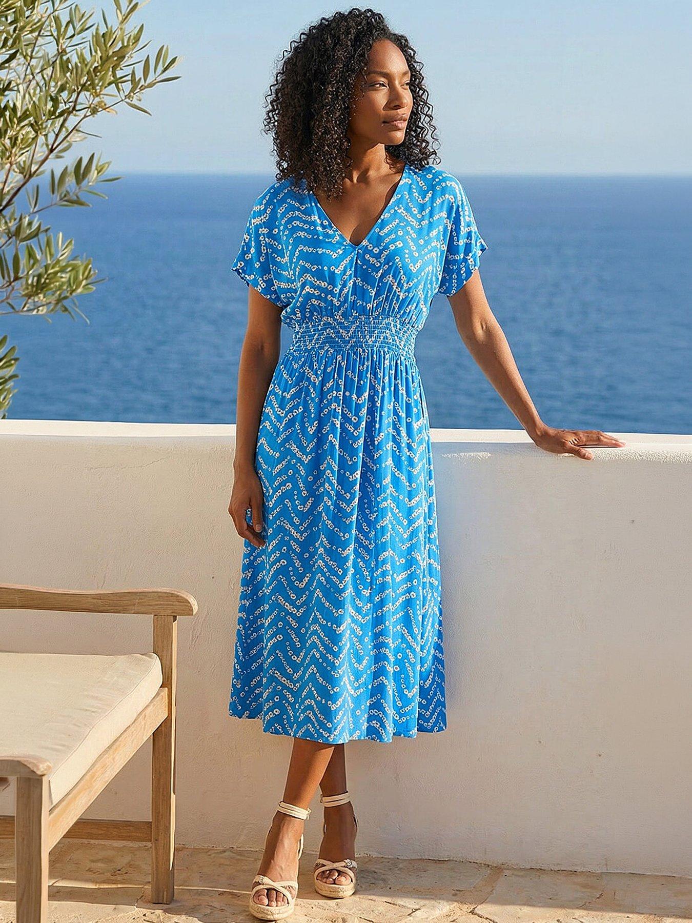 Roman Abstract Floral Zig Zag Print Midi Dress
