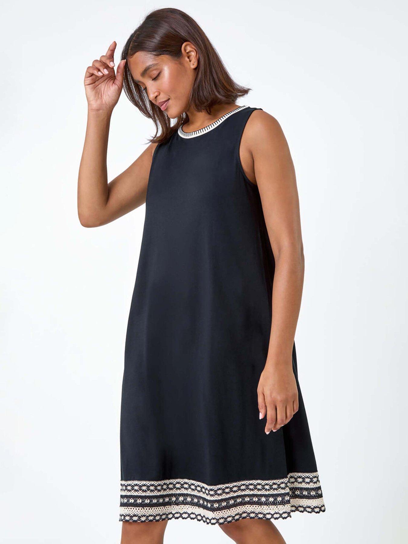 roman-embroidered-trim-stretch-jersey-shift-dress-blackback