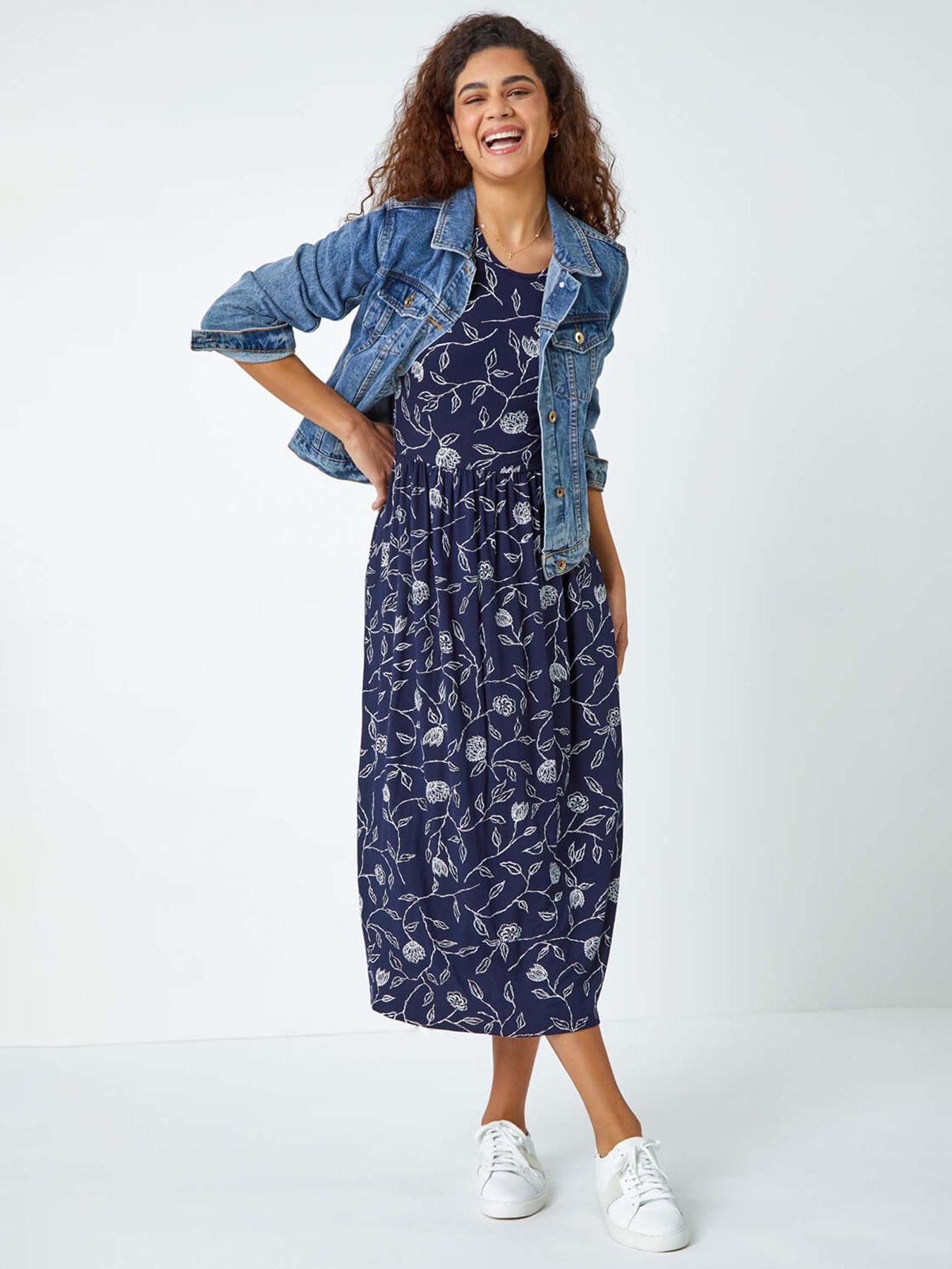 roman-floral-print-midi-stretch-dressoutfit
