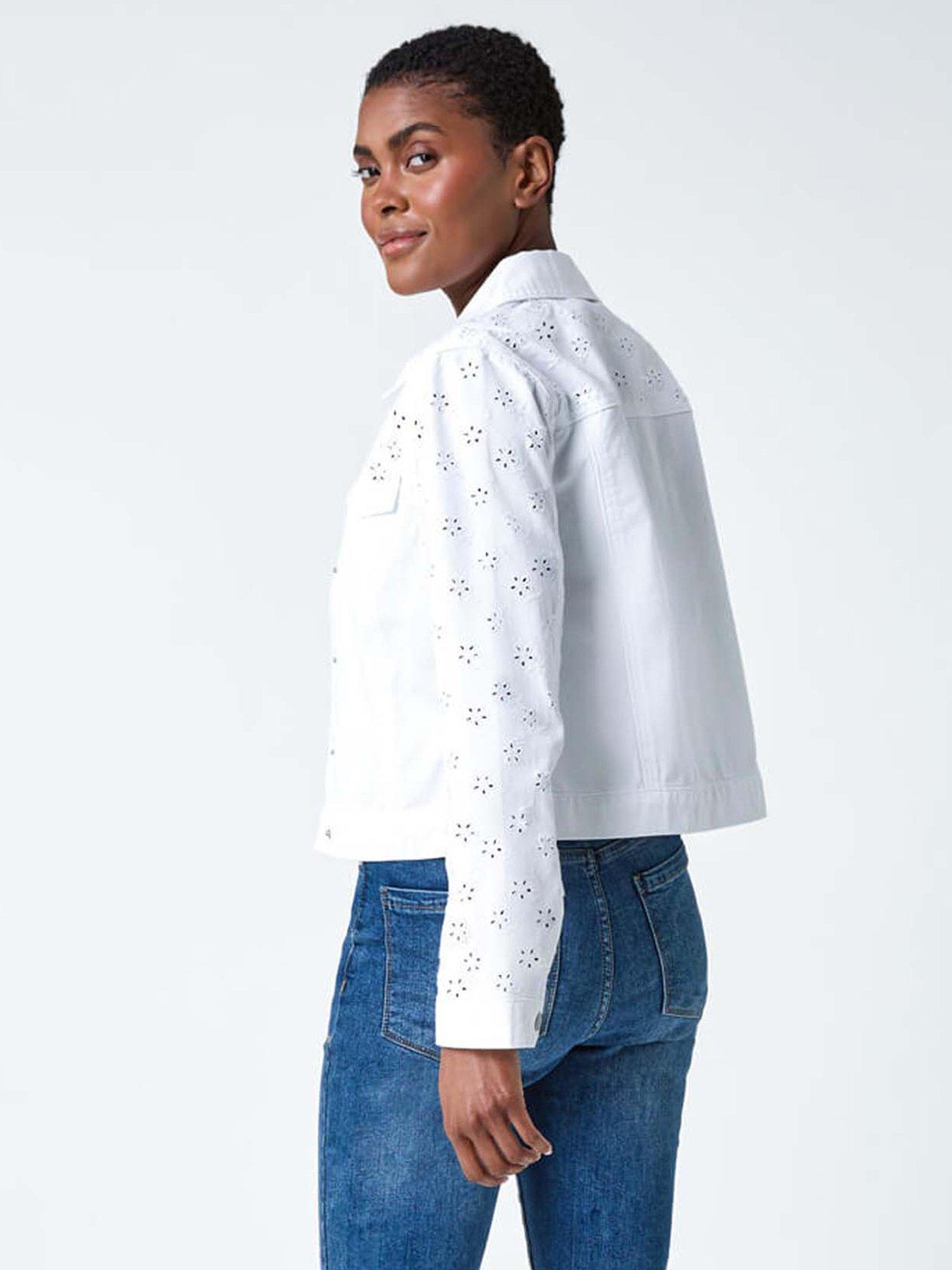 Image 2 of 5 of Roman Cotton Blend Broderie Sleeve Jacket