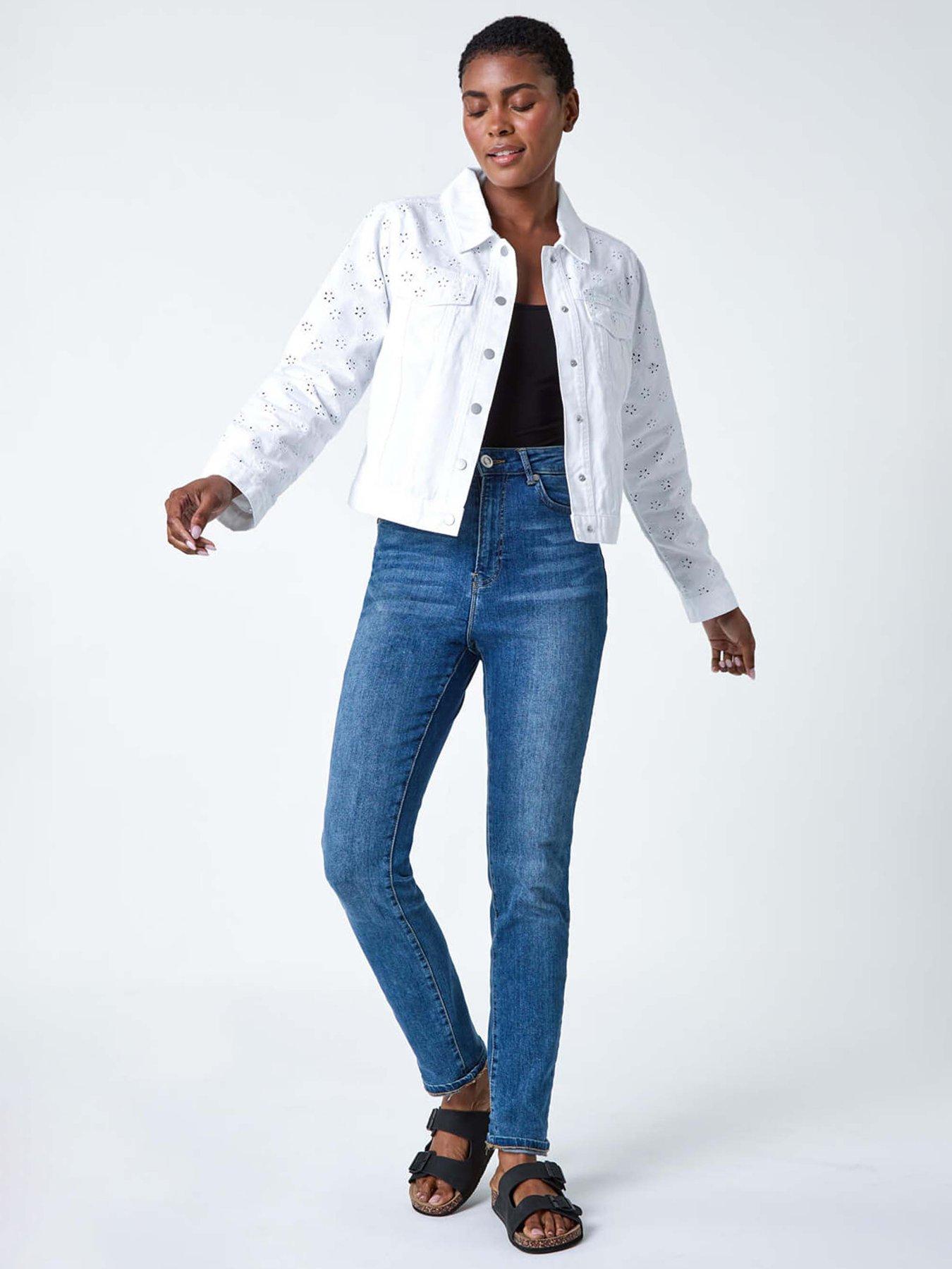 Image 3 of 5 of Roman Cotton Blend Broderie Sleeve Jacket