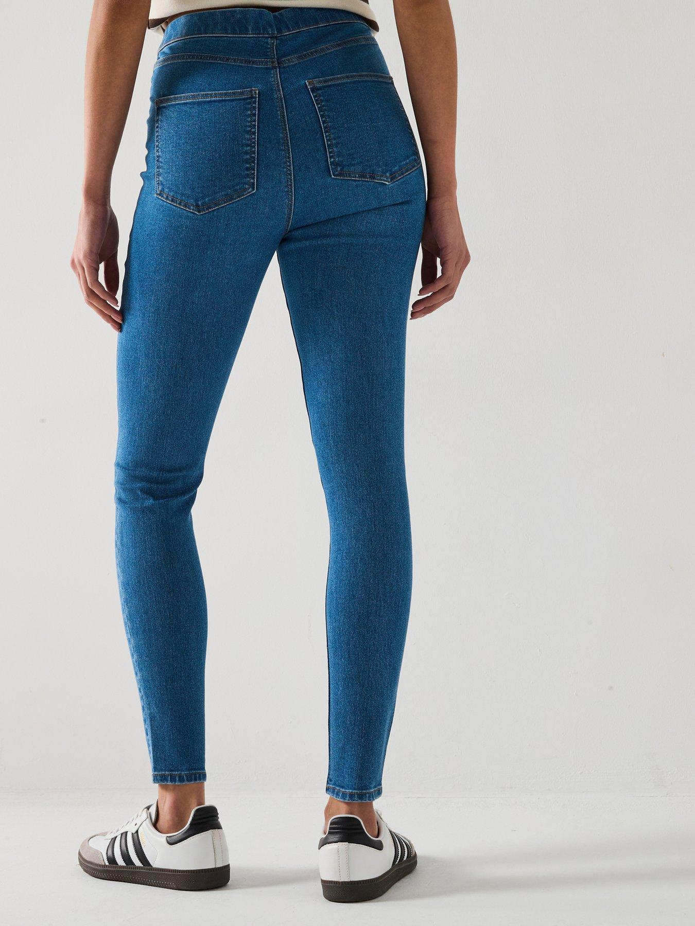 Image 2 of 6 of The Very Collection Short High Waist Denim Jeggings - Mid Wash