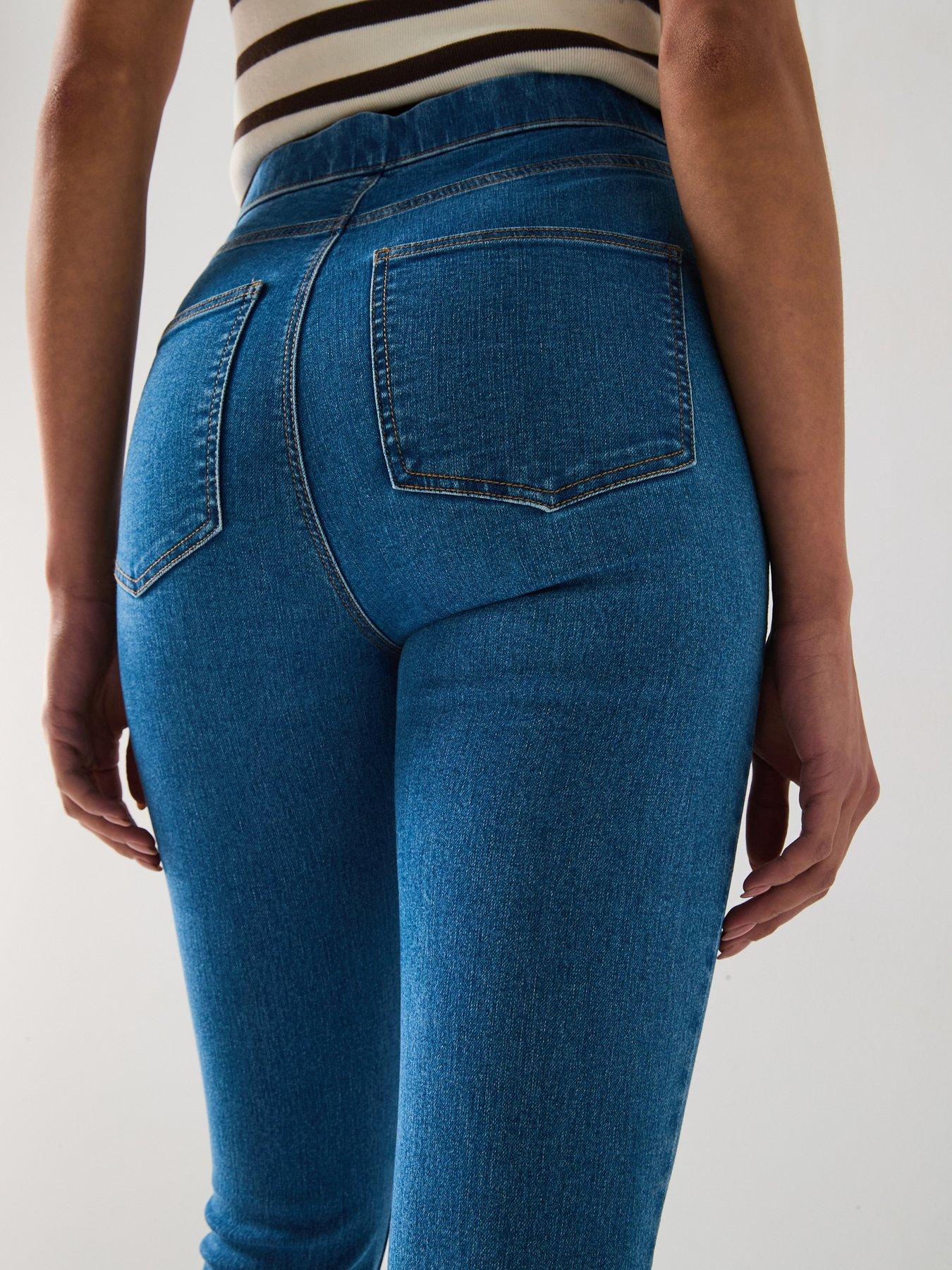 Image 4 of 6 of The Very Collection Short High Waist Denim Jeggings - Mid Wash