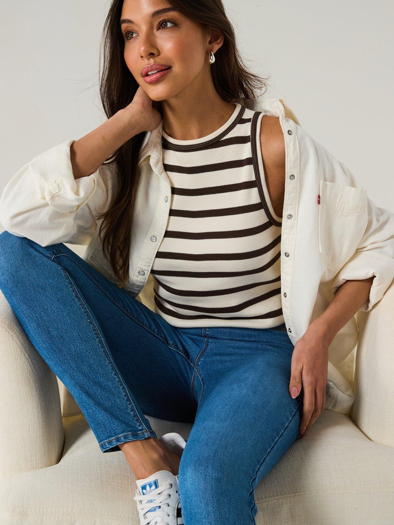 Image 5 of 6 of The Very Collection Short High Waist Denim Jeggings - Mid Wash