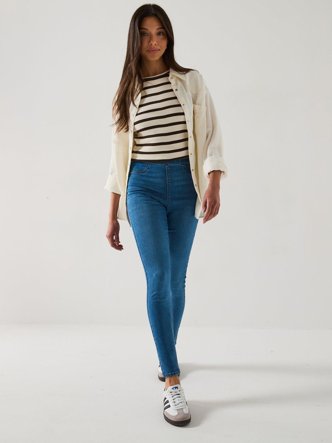 Image 6 of 6 of The Very Collection Short High Waist Denim Jeggings - Mid Wash