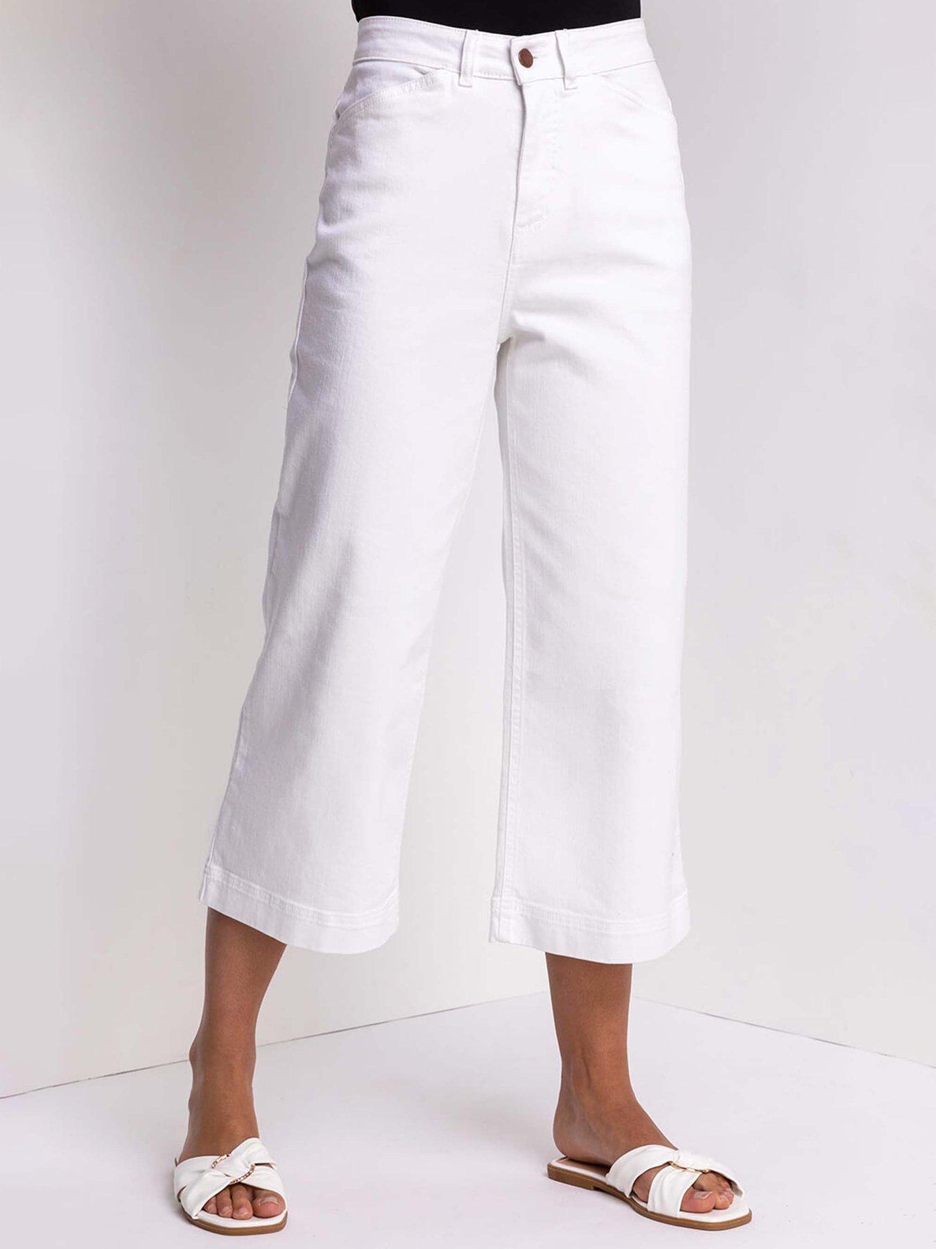 Image 1 of 5 of Roman Wide Leg Stretch Denim Cropped Culottes
