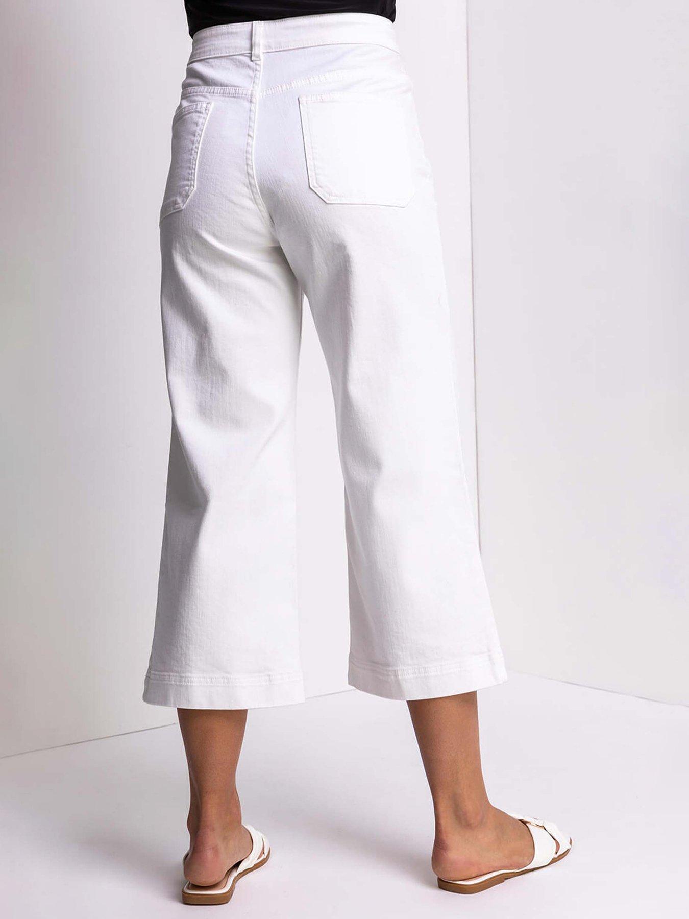 Image 2 of 5 of Roman Wide Leg Stretch Denim Cropped Culottes
