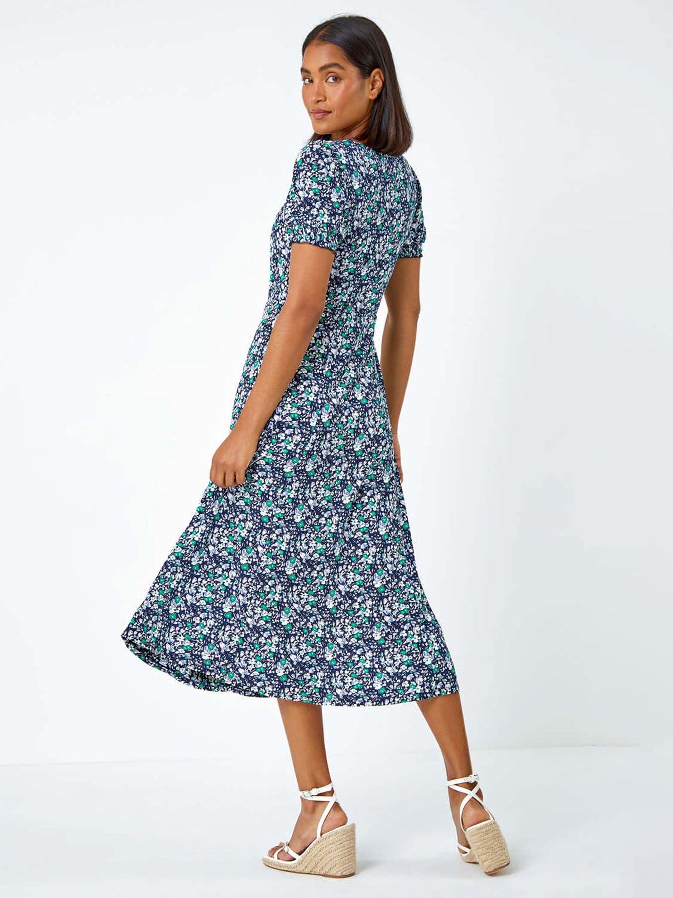 roman-ditsy-floral-ruched-stretch-midi-dressback