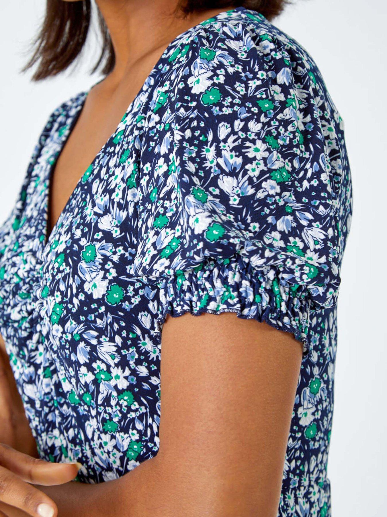 roman-ditsy-floral-ruched-stretch-midi-dressdetail