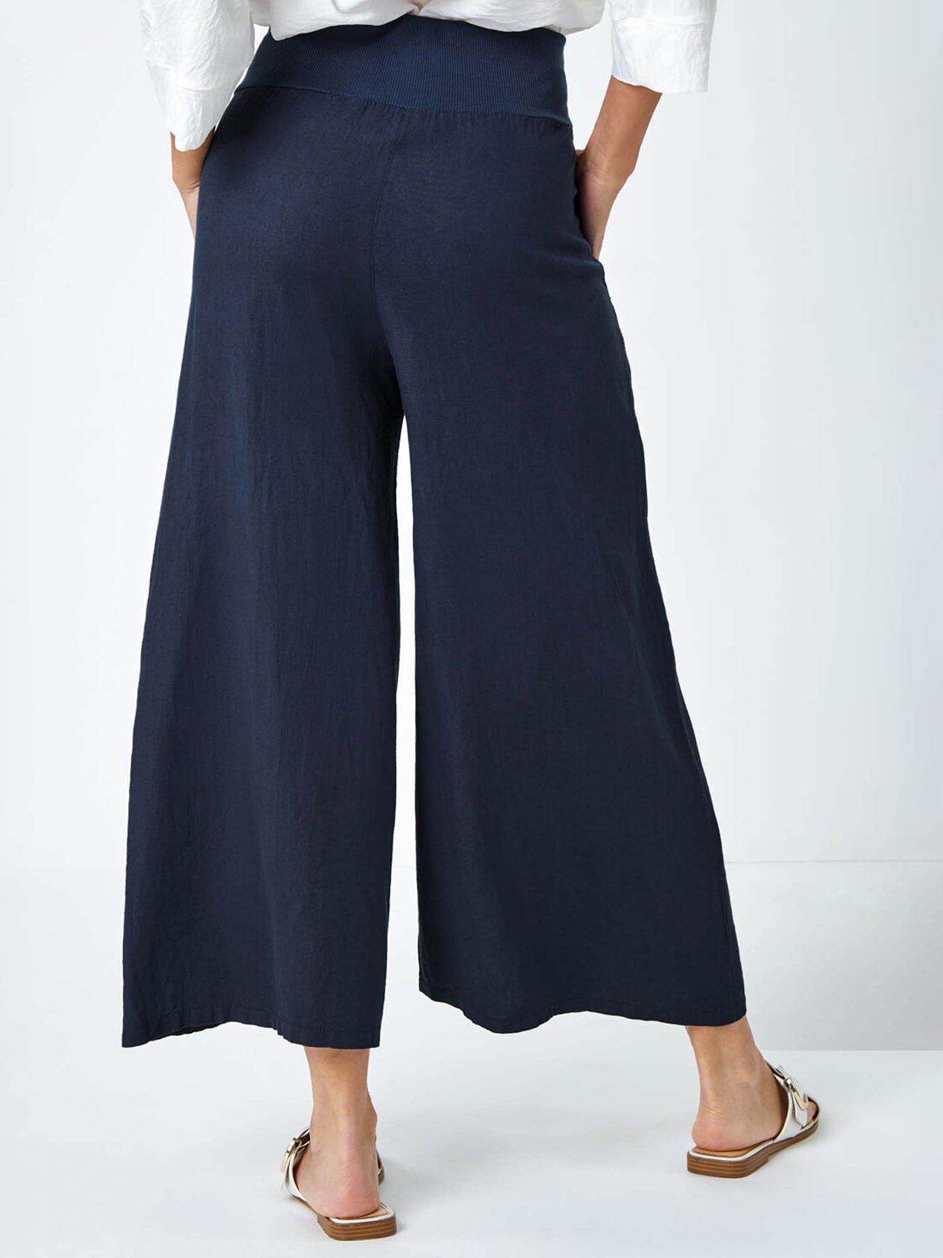 Image 2 of 5 of Roman Linen Blend Stretch Waist Culottes