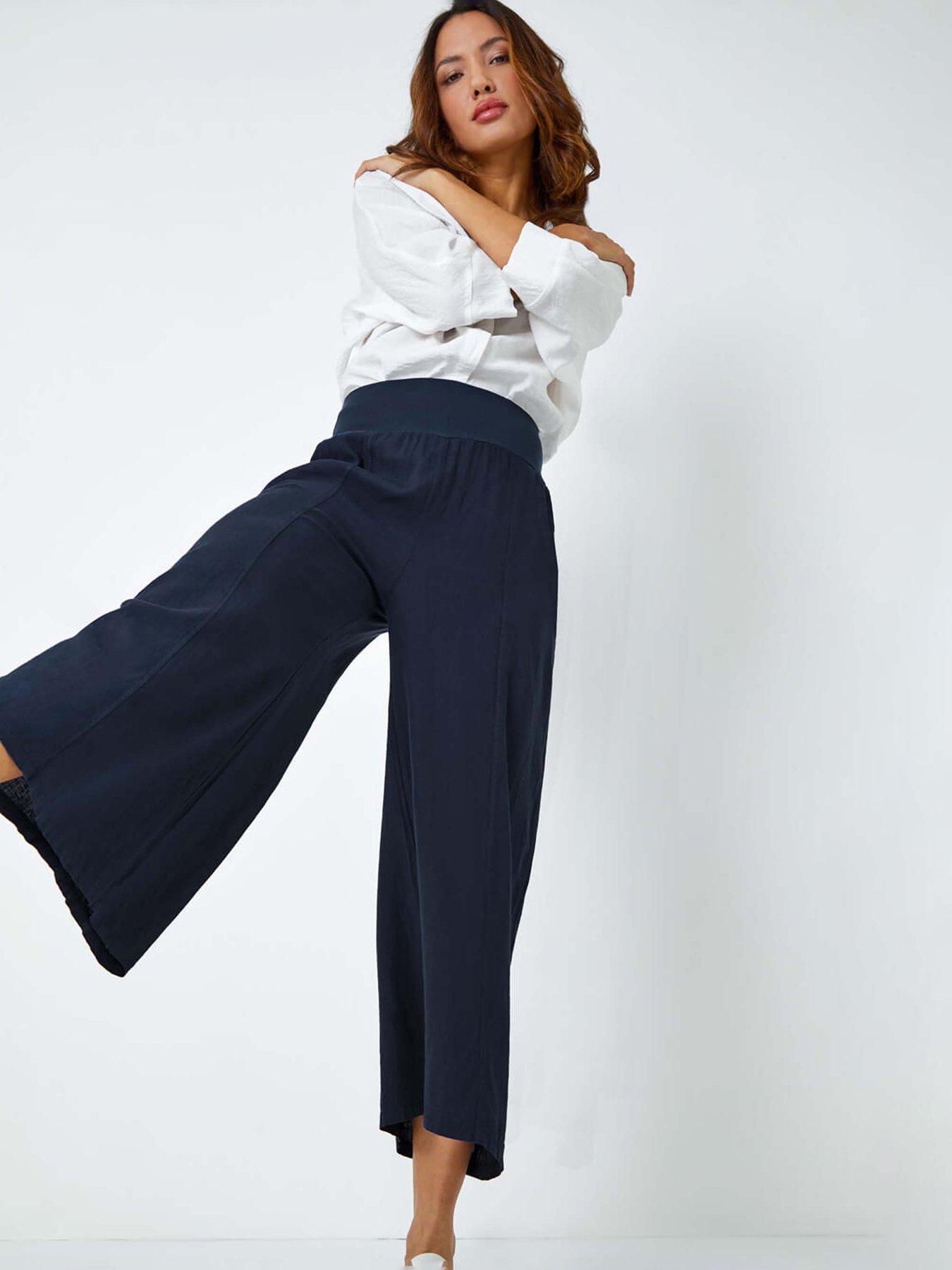 Image 3 of 5 of Roman Linen Blend Stretch Waist Culottes