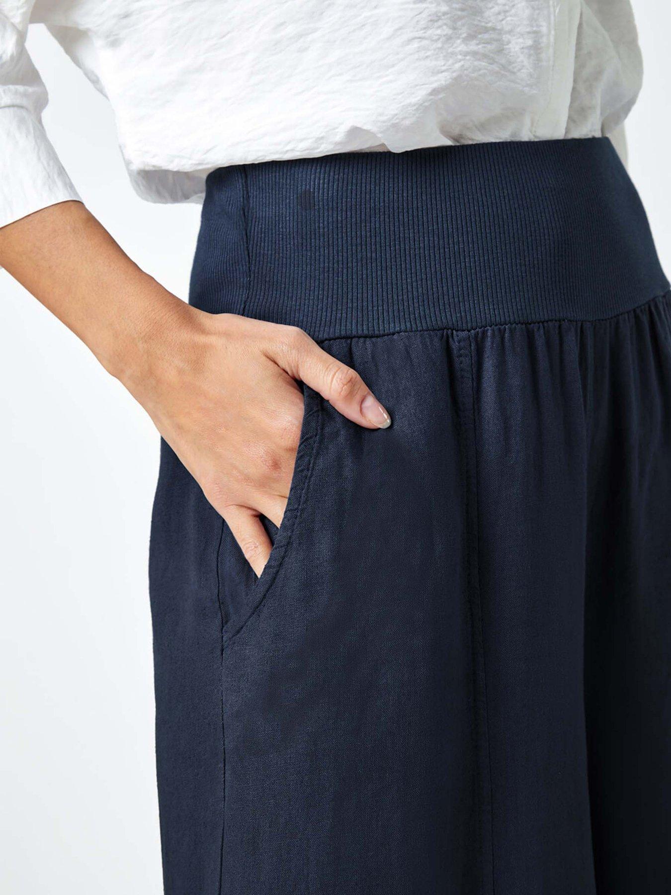 Image 5 of 5 of Roman Linen Blend Stretch Waist Culottes