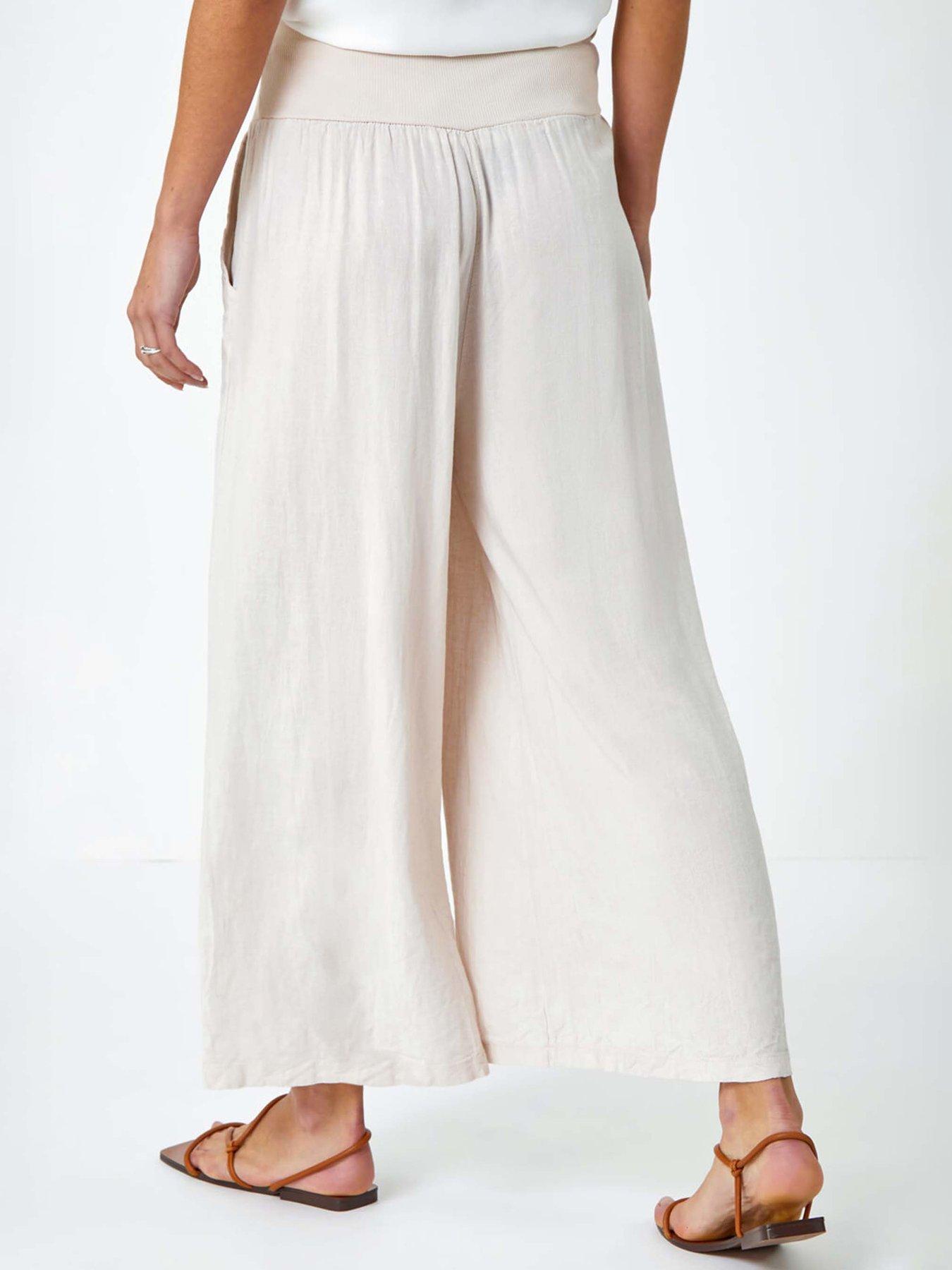 Image 2 of 5 of Roman Linen Blend Stretch Waist Culottes