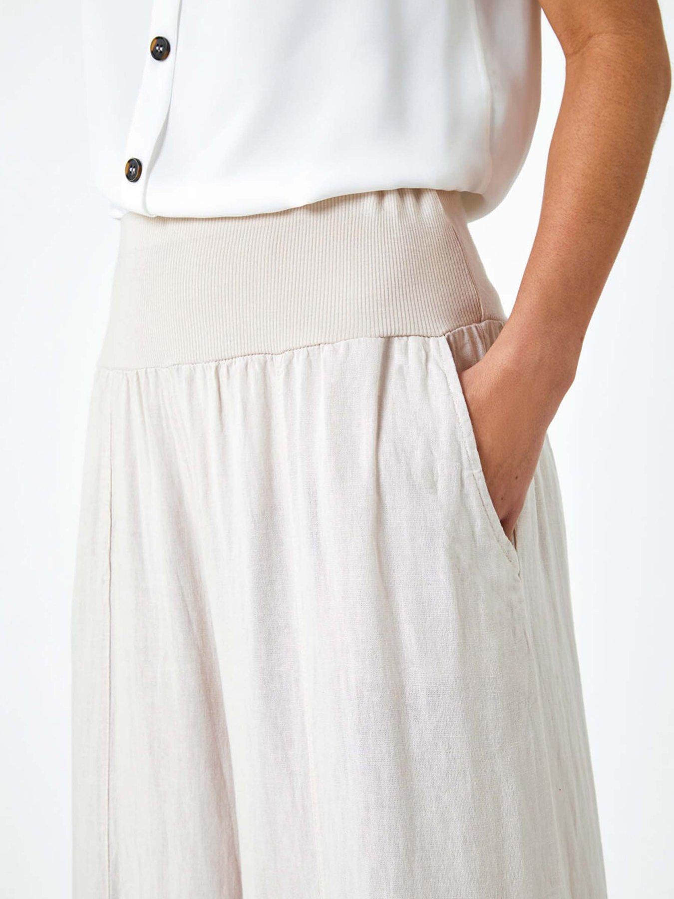 Image 5 of 5 of Roman Linen Blend Stretch Waist Culottes