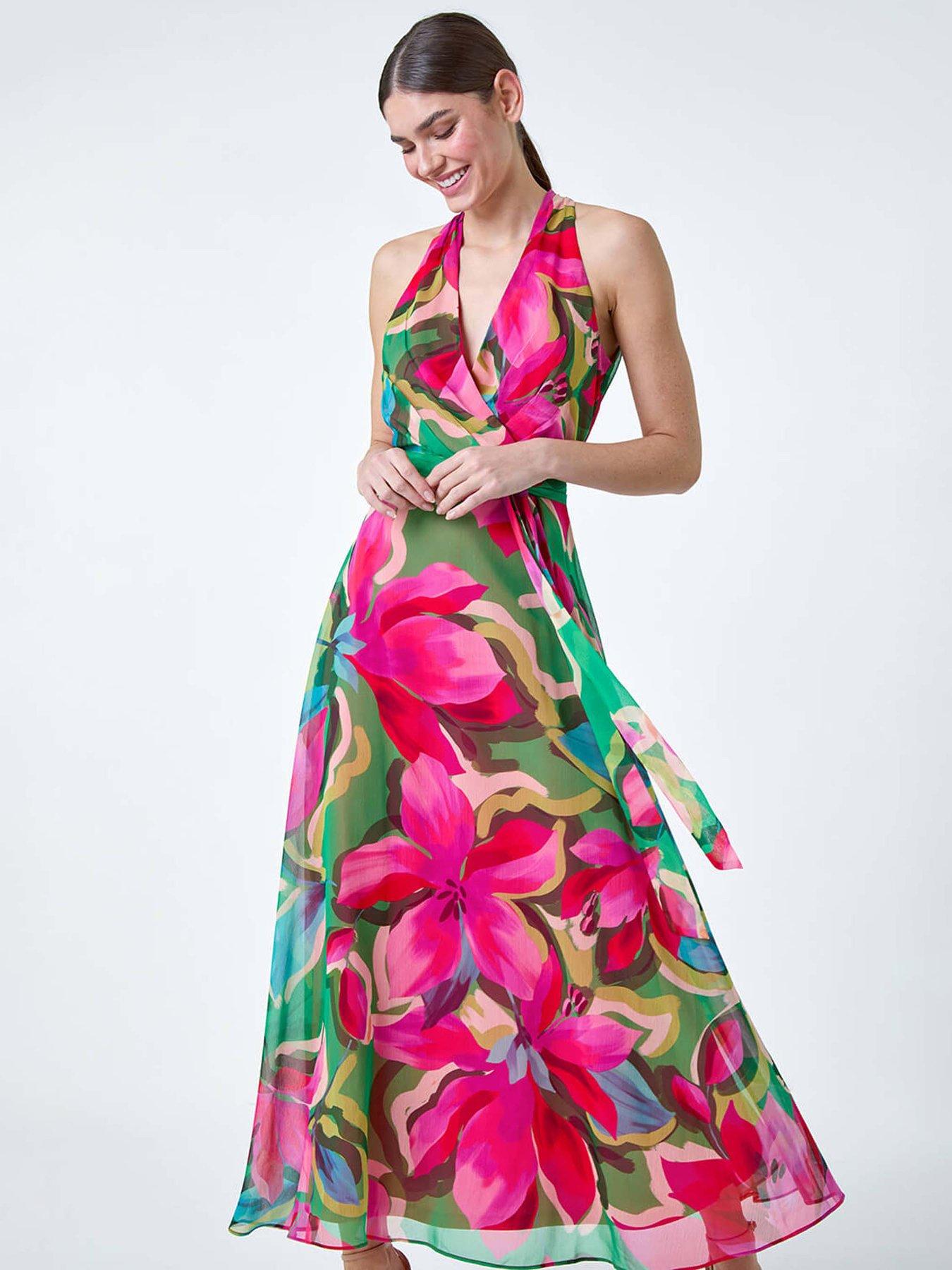 roman-floral-print-halterneck-maxi-dressstillFront