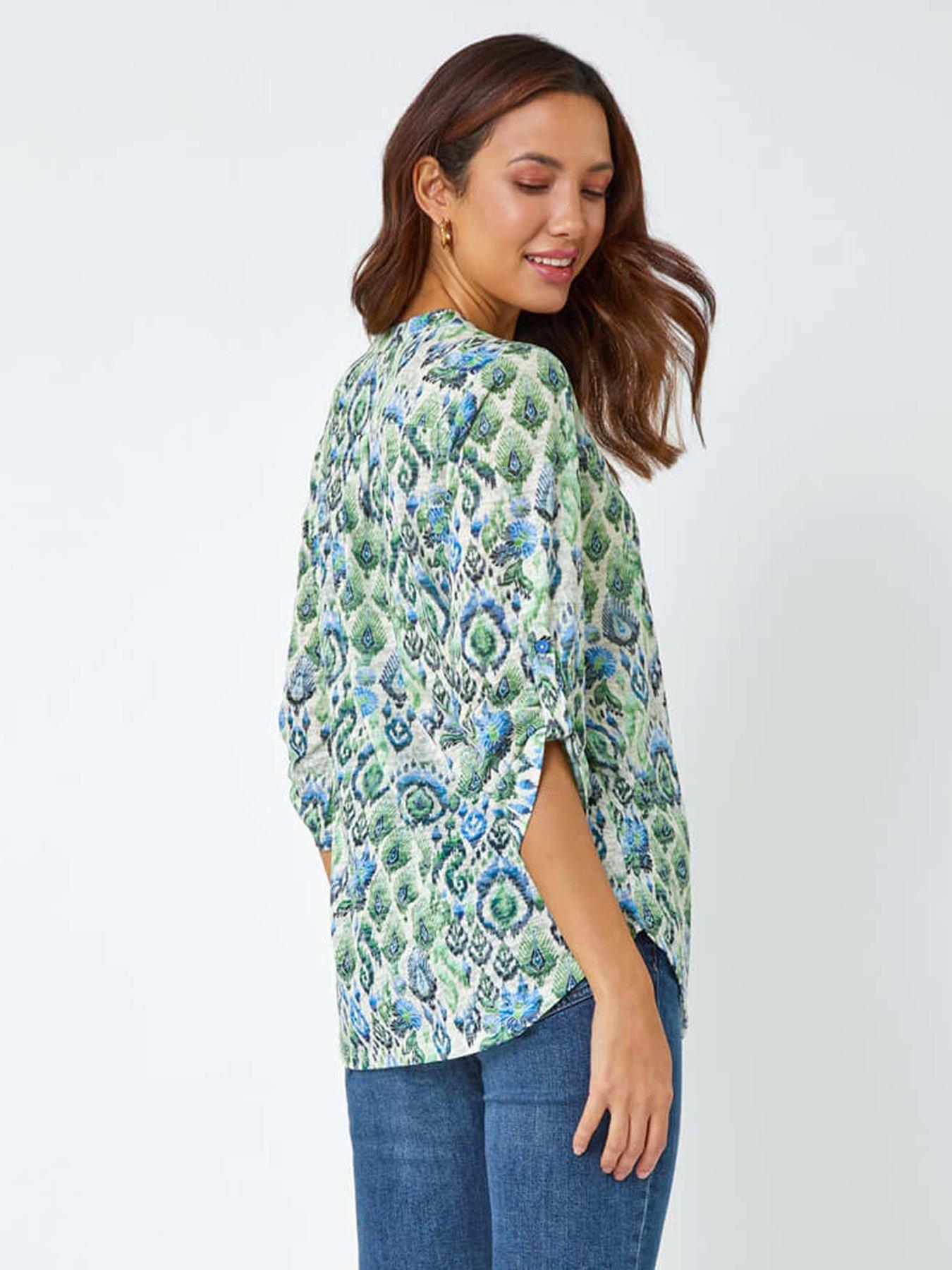 roman-aztec-burnout-print-relaxed-v-neck-tunic-topstillFront
