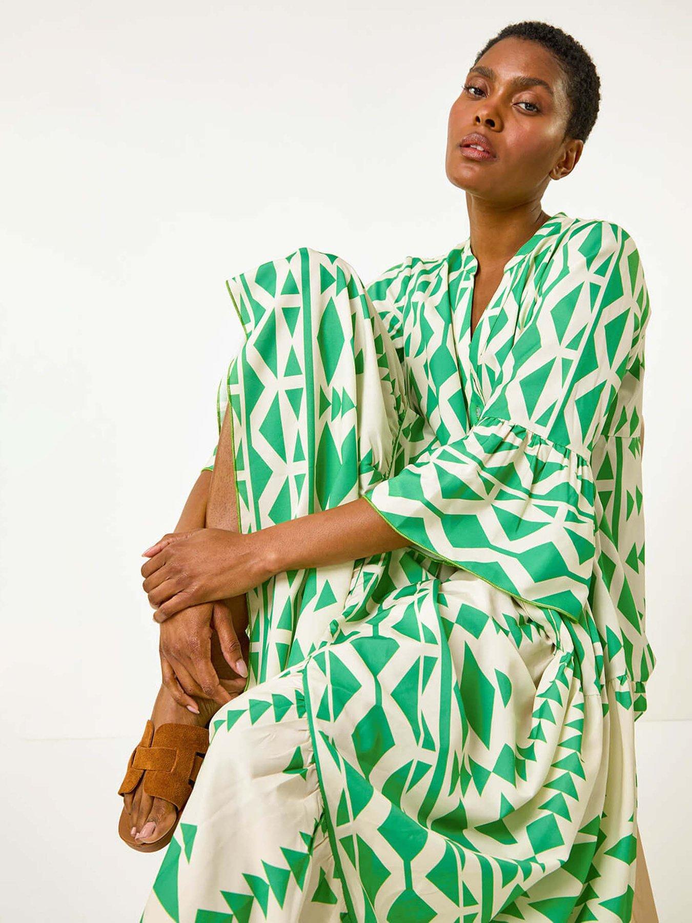 roman-aztec-print-tiered-midi-smock-dressoutfit