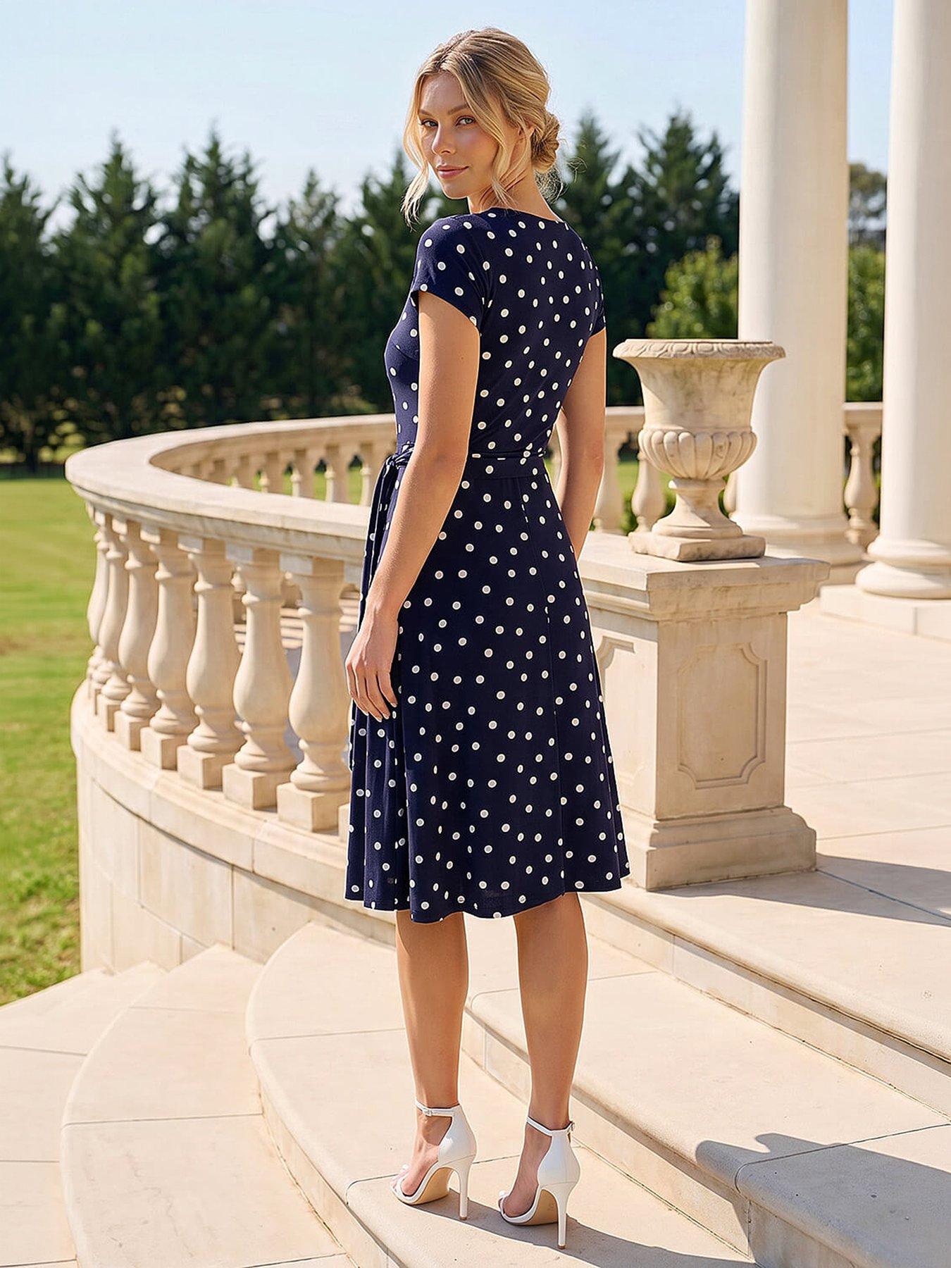 Roman Spot Print Jersey Stretch Dress