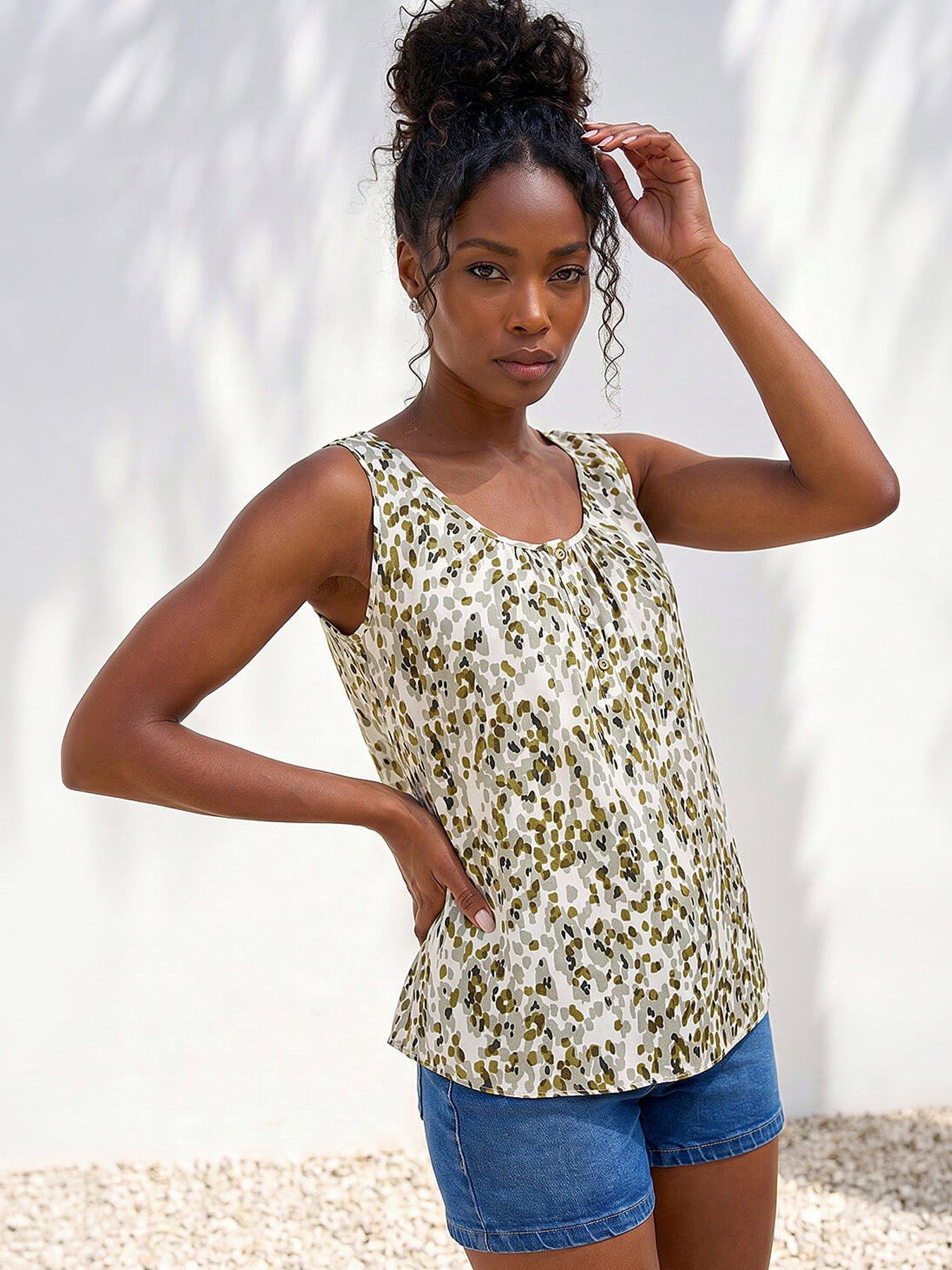 Image 4 of 4 of Roman Abstract Spot Print Button Vest - Green
