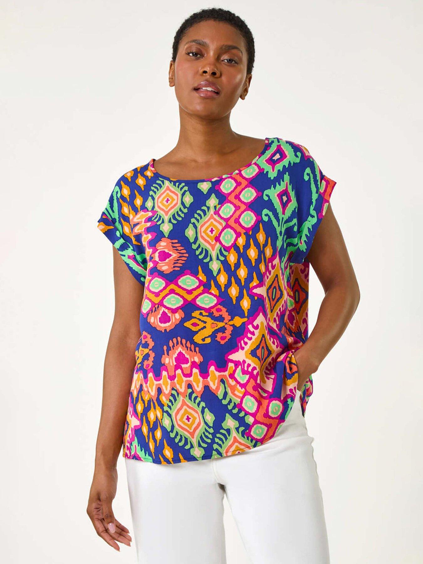 Roman Aztec Print Short Sleeve Top